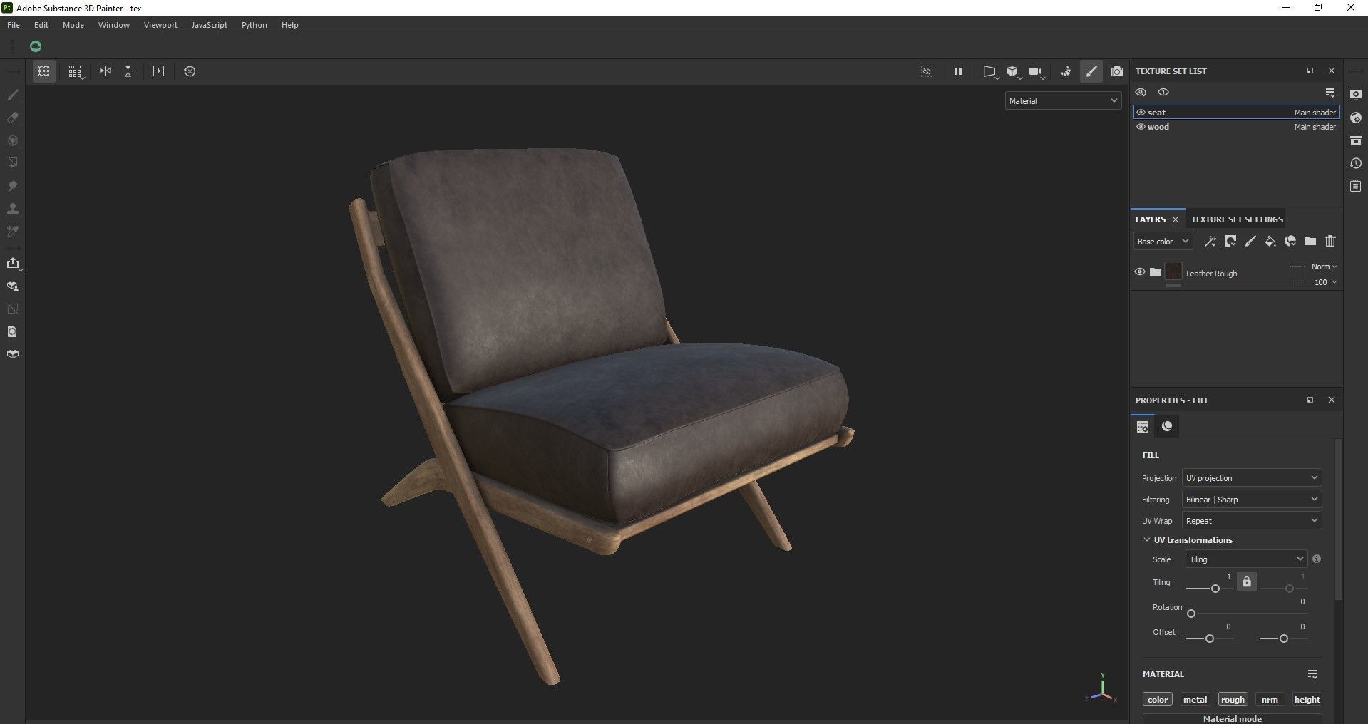 Armchair - Accent chair - Leather armchair Low-poly 3D model_30