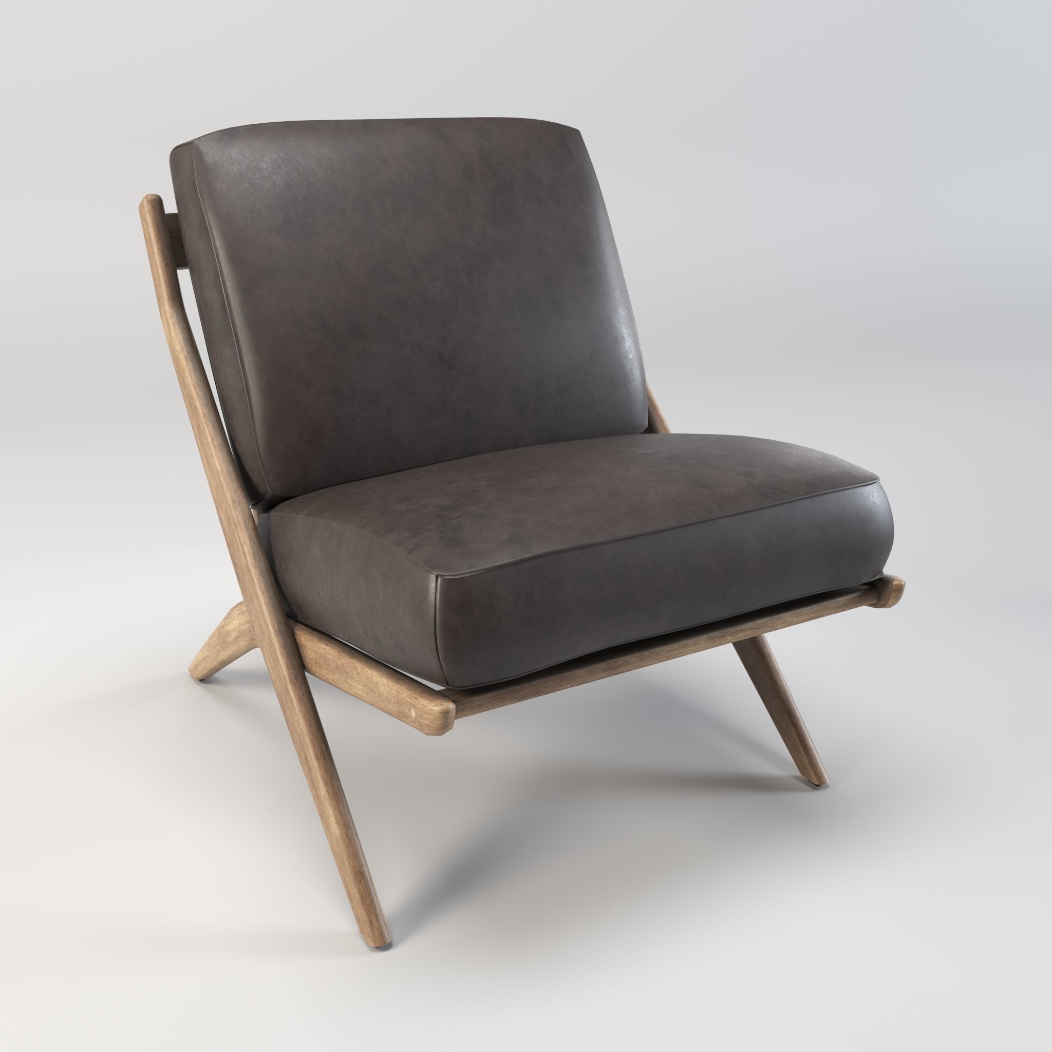 Armchair - Accent chair - Leather armchair Low-poly 3D model_7