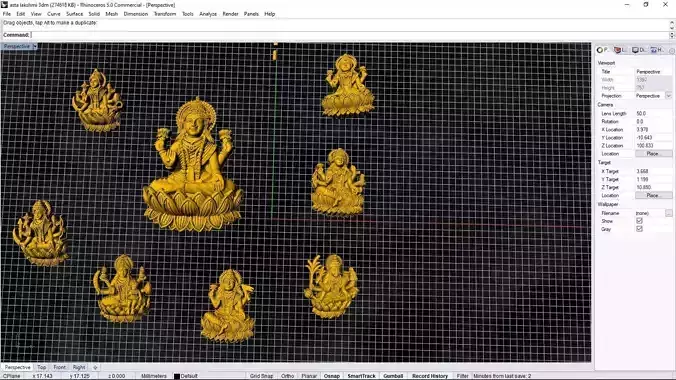 asta lakshmi gold silver pendent 8 lakshmi ashta 3D print model