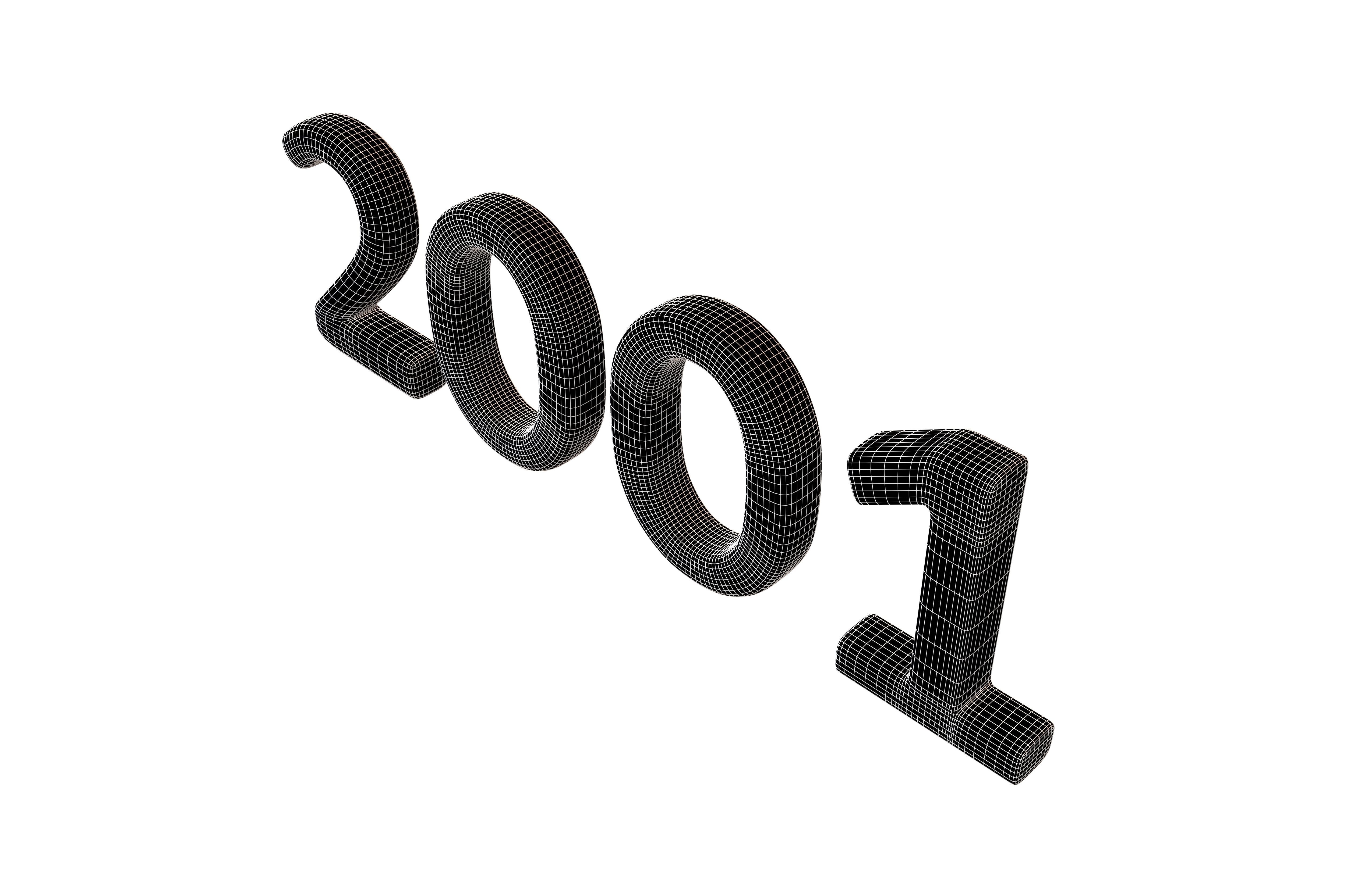 Year Number 2001 v1 002 Low-poly 3D model_6