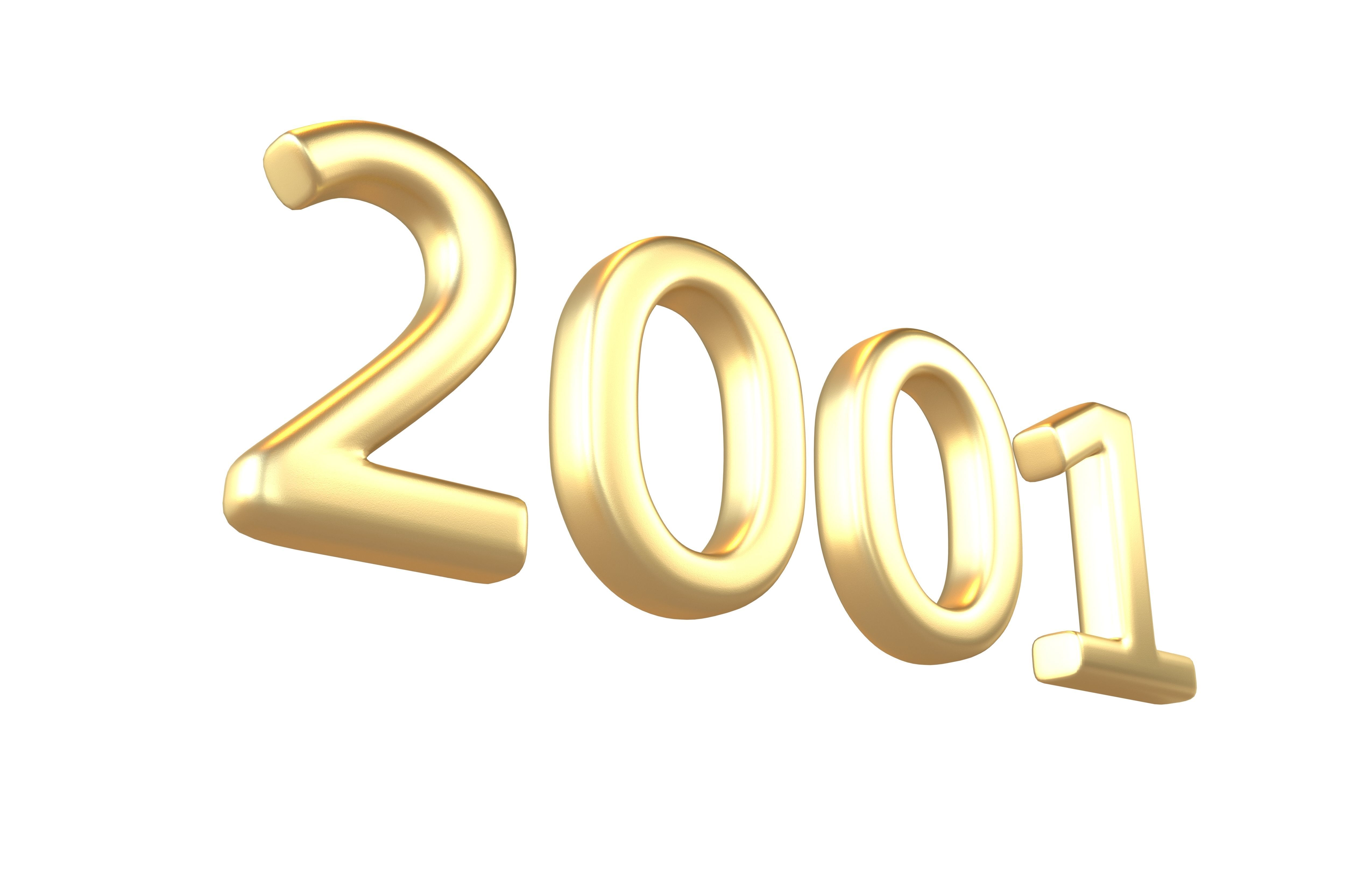 Year Number 2001 v1 002 Low-poly 3D model_3