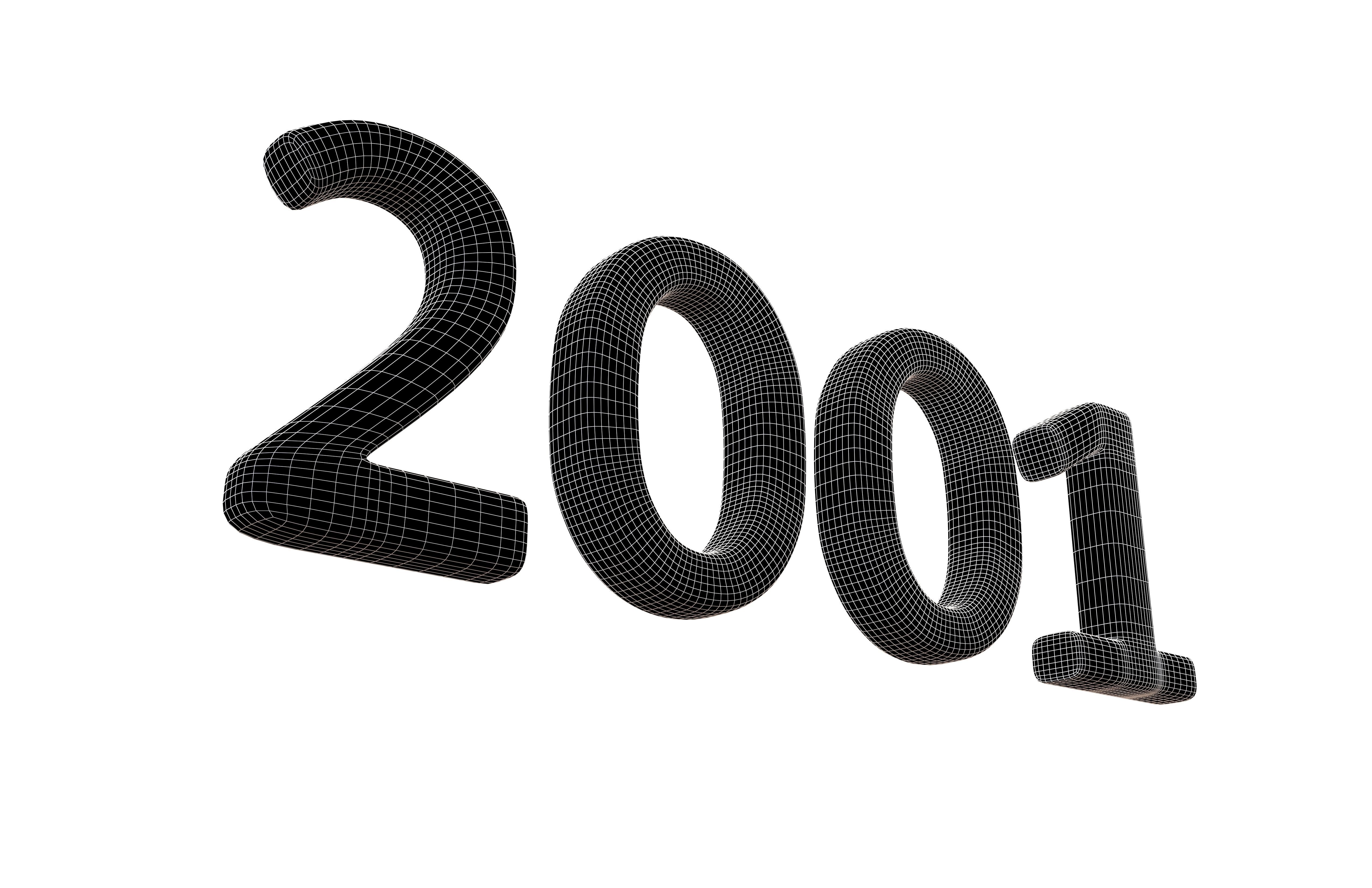 Year Number 2001 v1 002 Low-poly 3D model_7