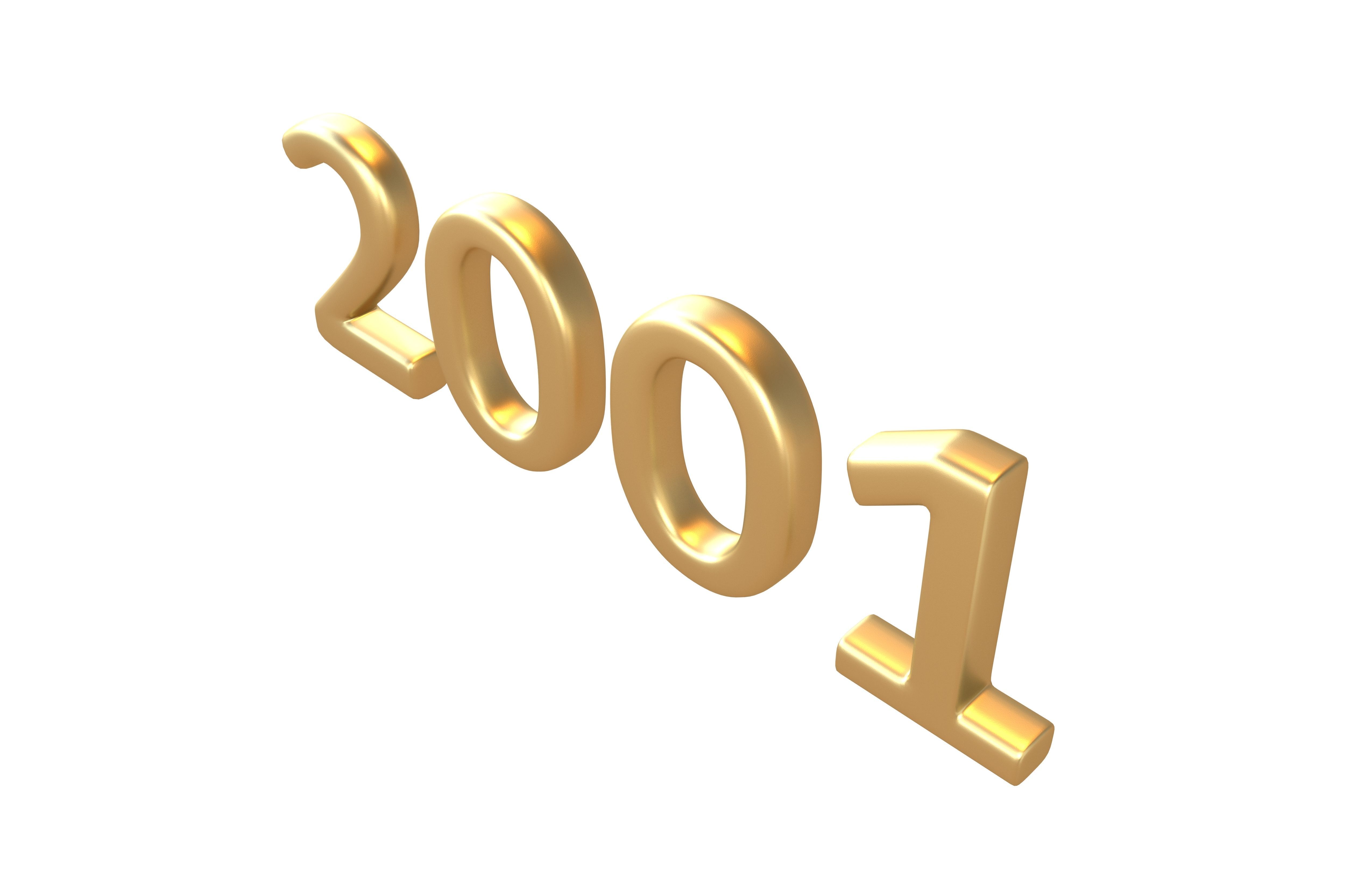 Year Number 2001 v1 002 Low-poly 3D model_2