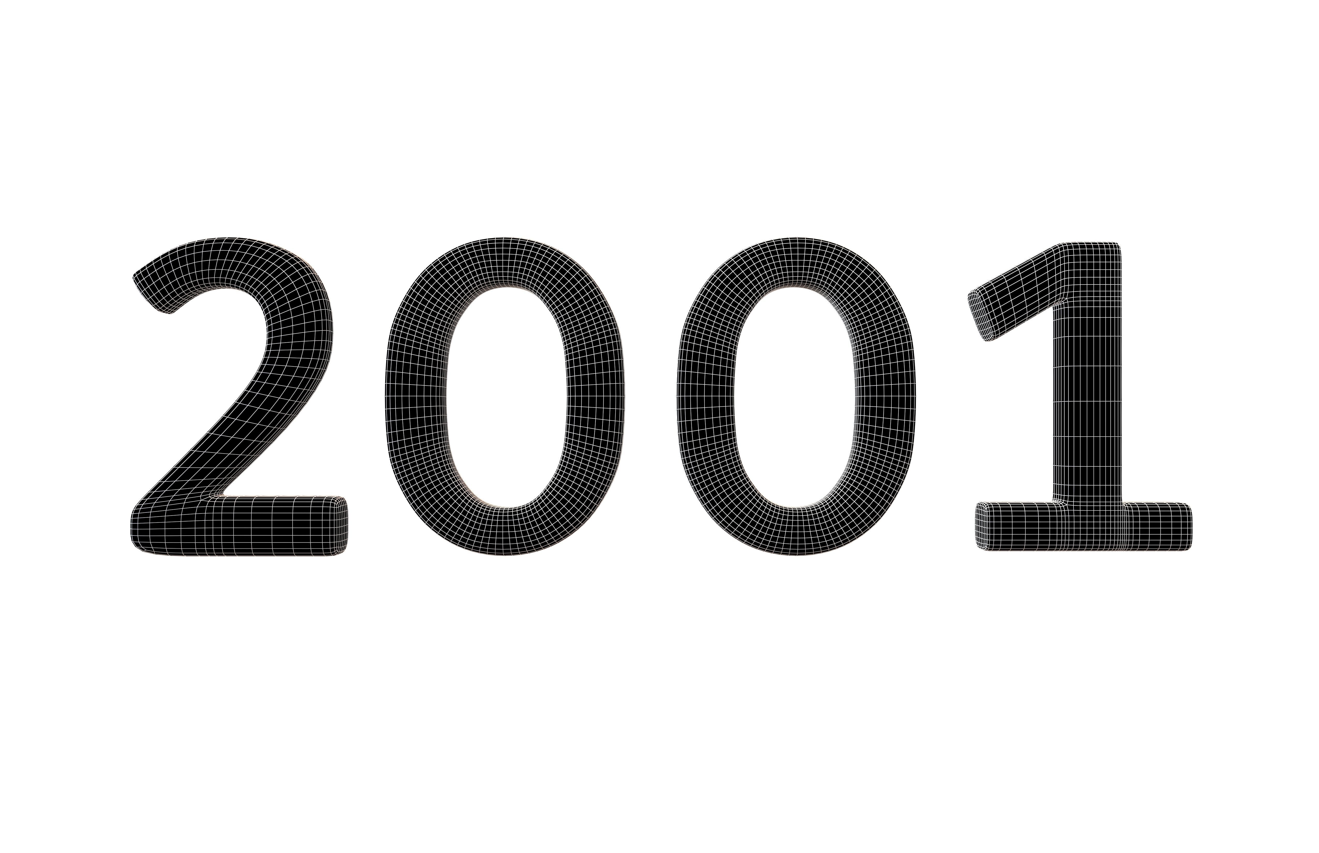 Year Number 2001 v1 002 Low-poly 3D model_5