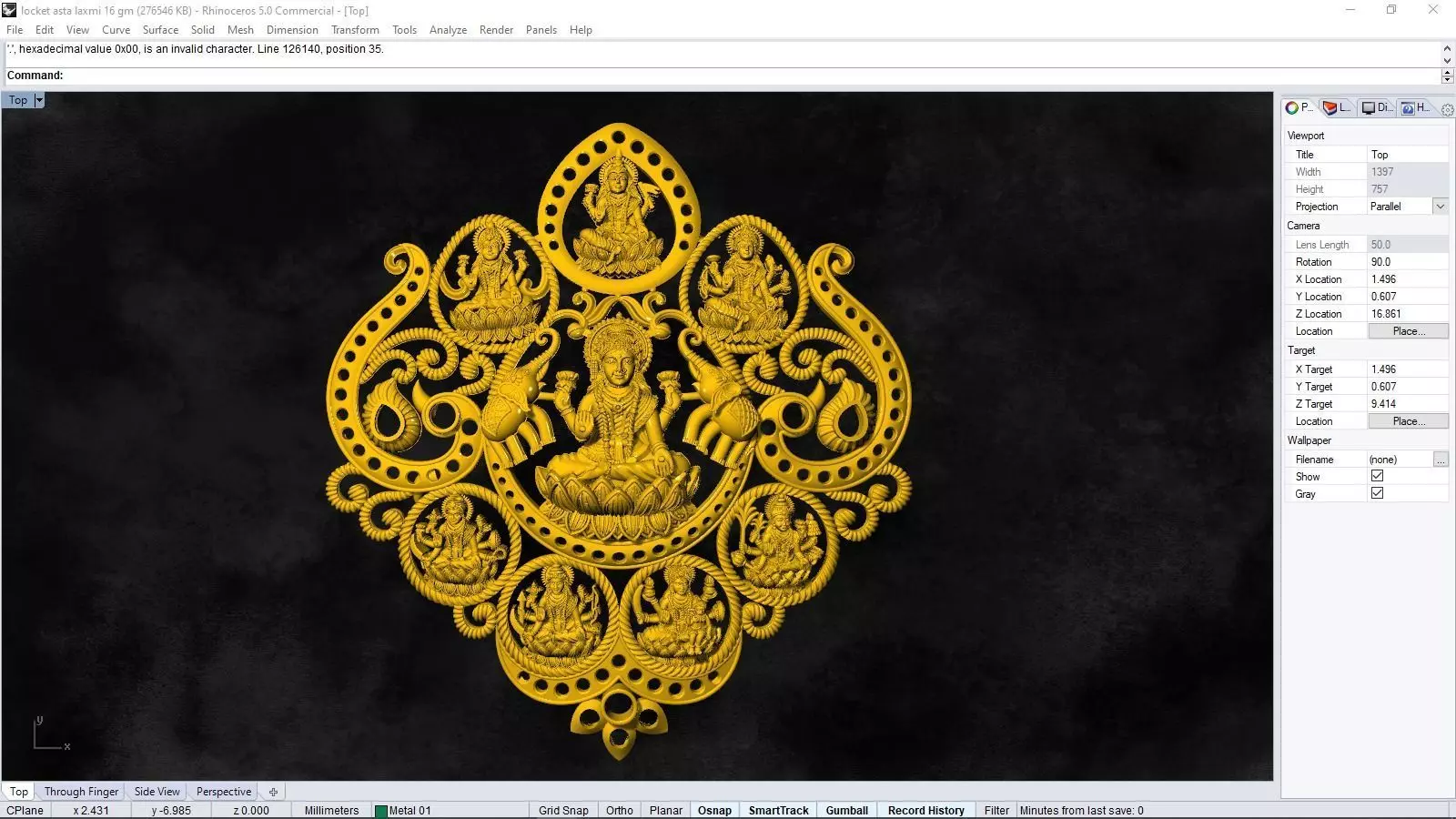 asta lakshmi gold silver pendent 8 lakshmi ashta 3D print model