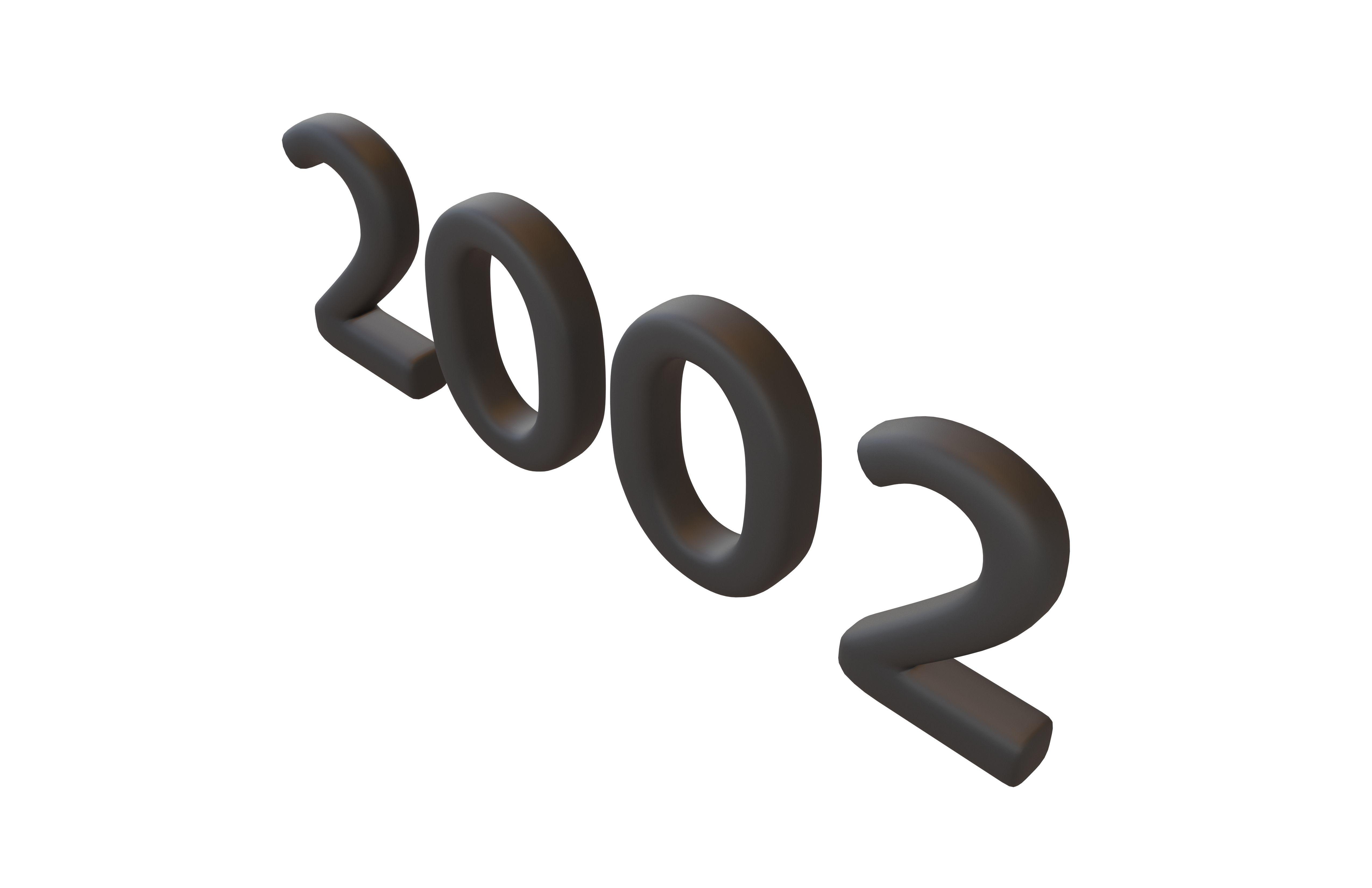 Year Number 2002 v1 001 Low-poly 3D model_2