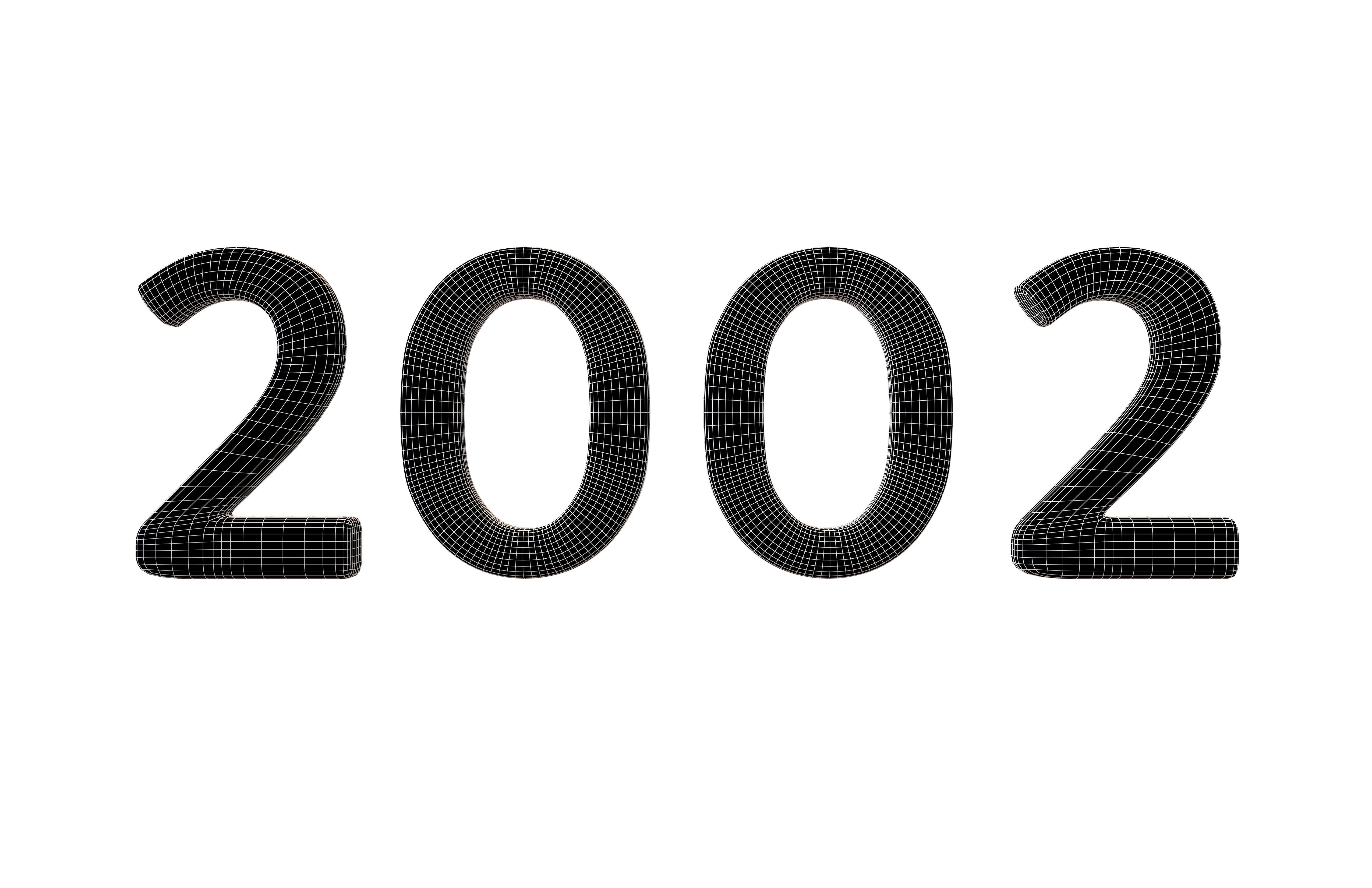 Year Number 2002 v1 001 Low-poly 3D model_4