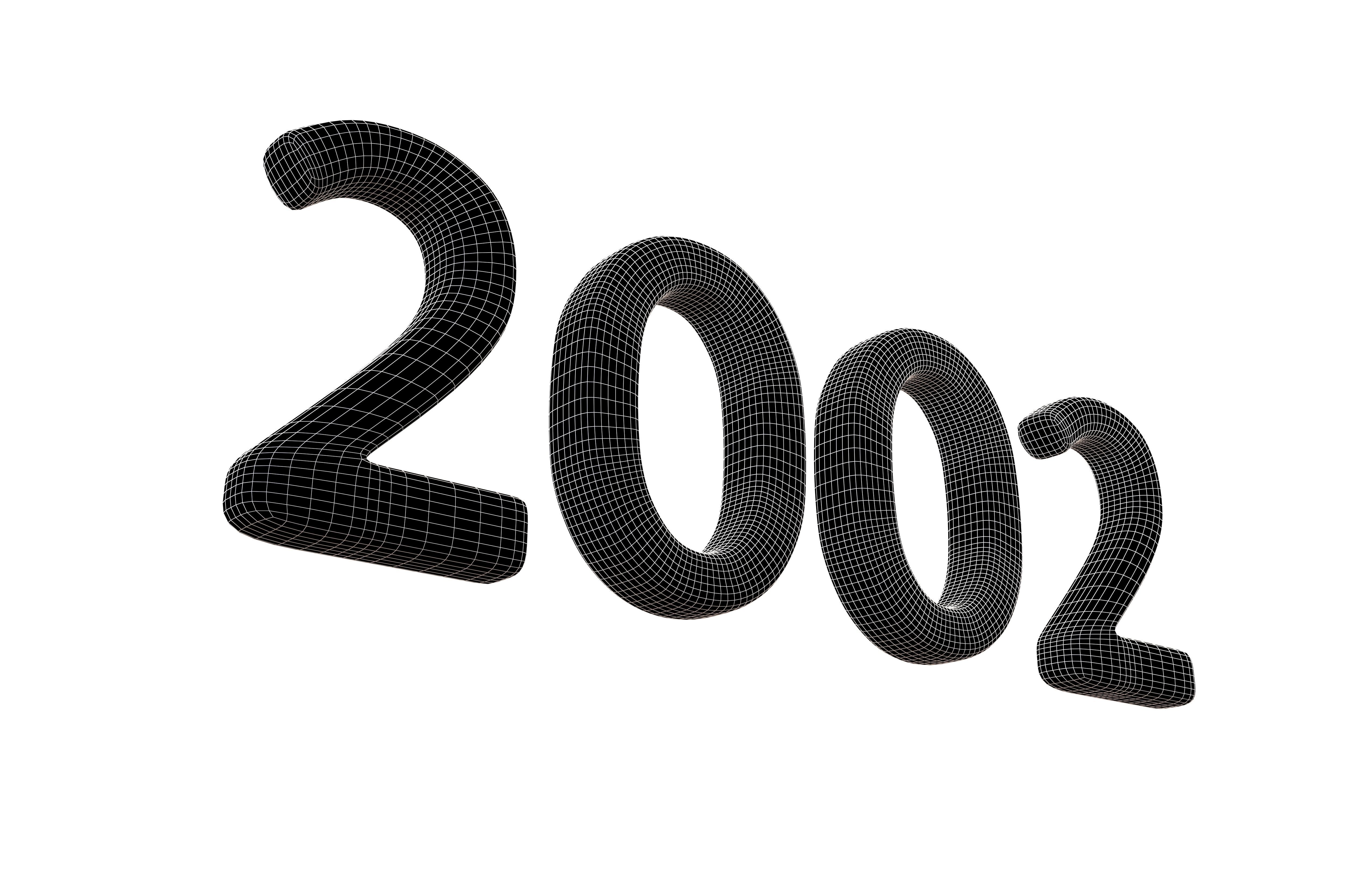 Year Number 2002 v1 003 Low-poly 3D model_6
