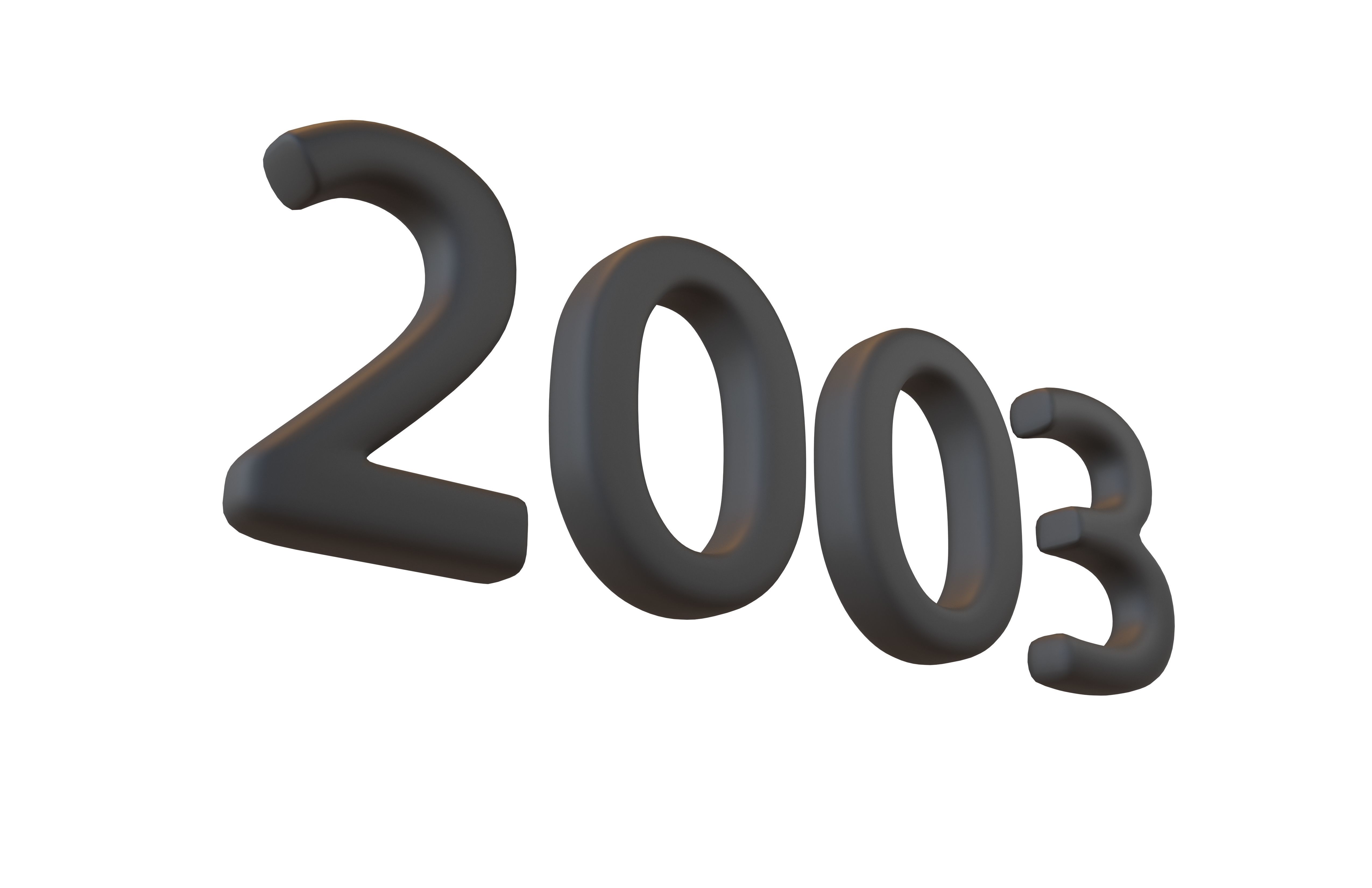 Year Number 2003 v1 001 Low-poly 3D model_3
