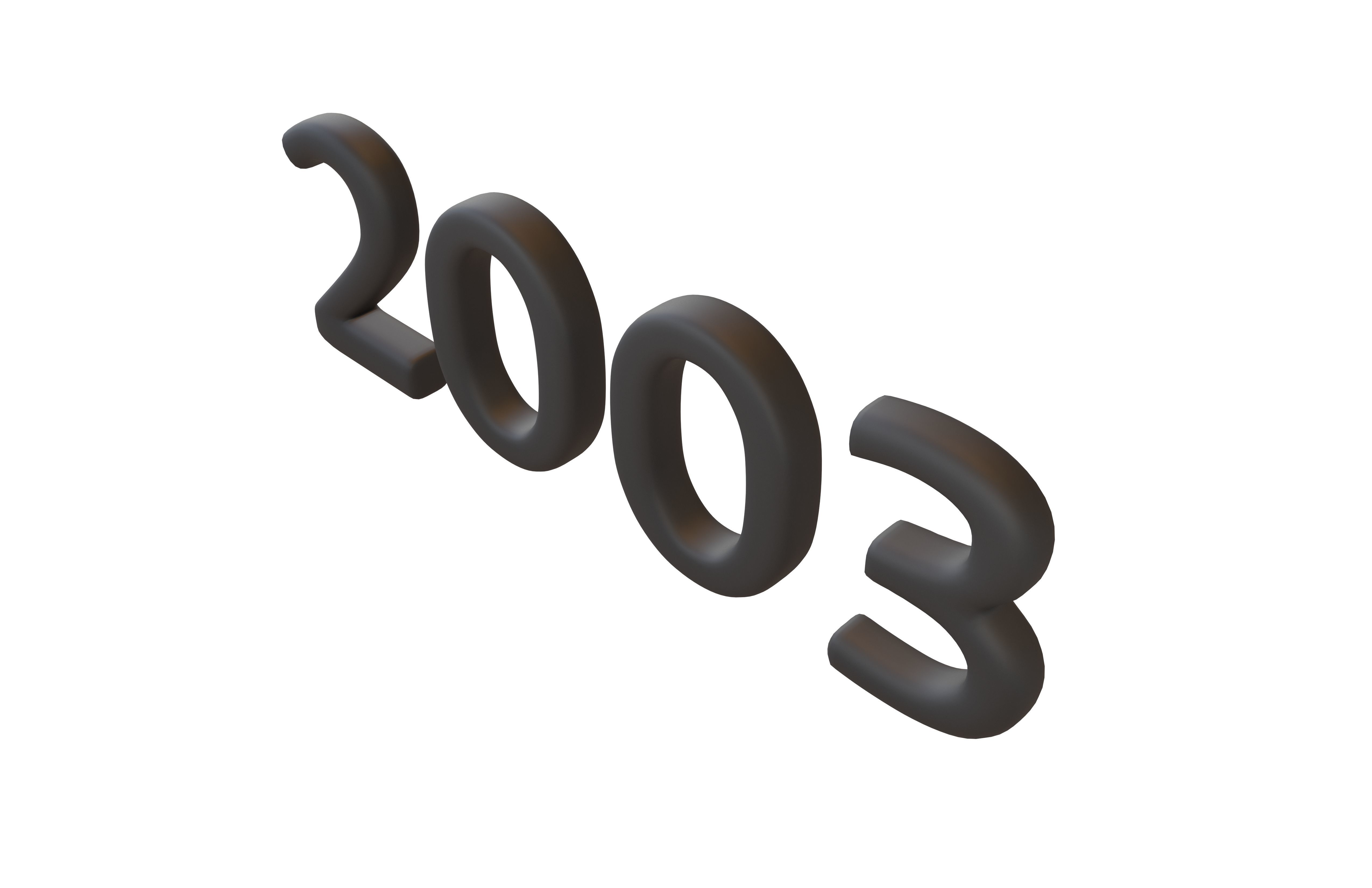 Year Number 2003 v1 001 Low-poly 3D model_2