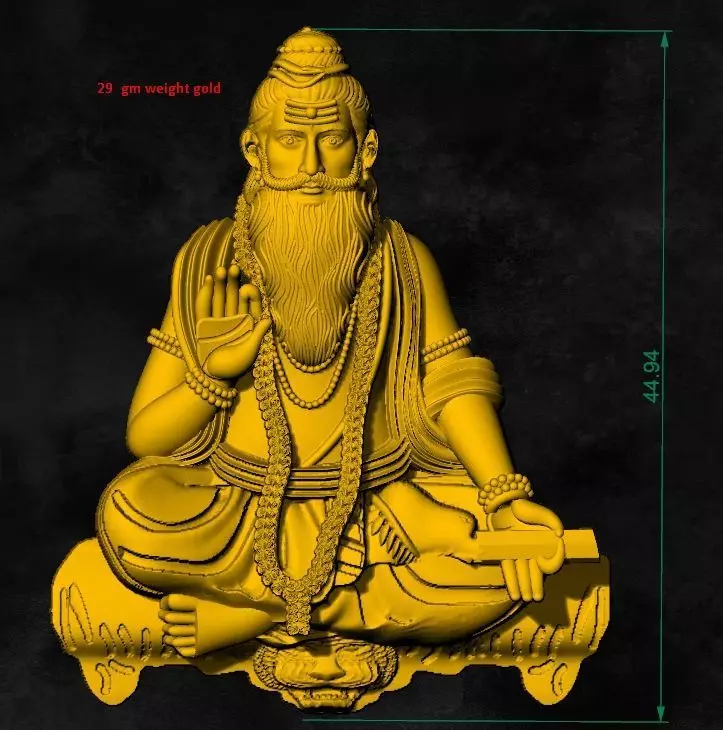 baba loknath swami saint gold silver pendent rushi 3D print model