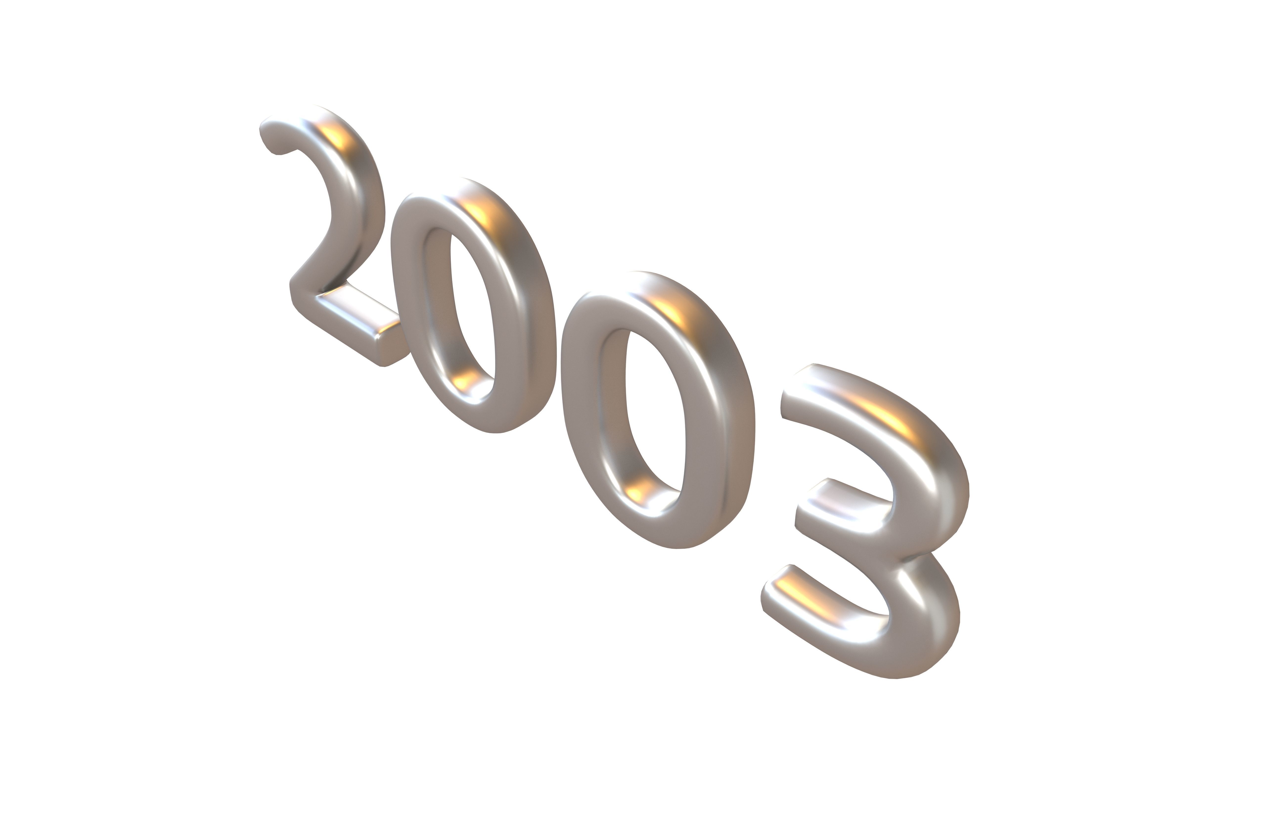 Year Number 2003 v1 003 Low-poly 3D model_2