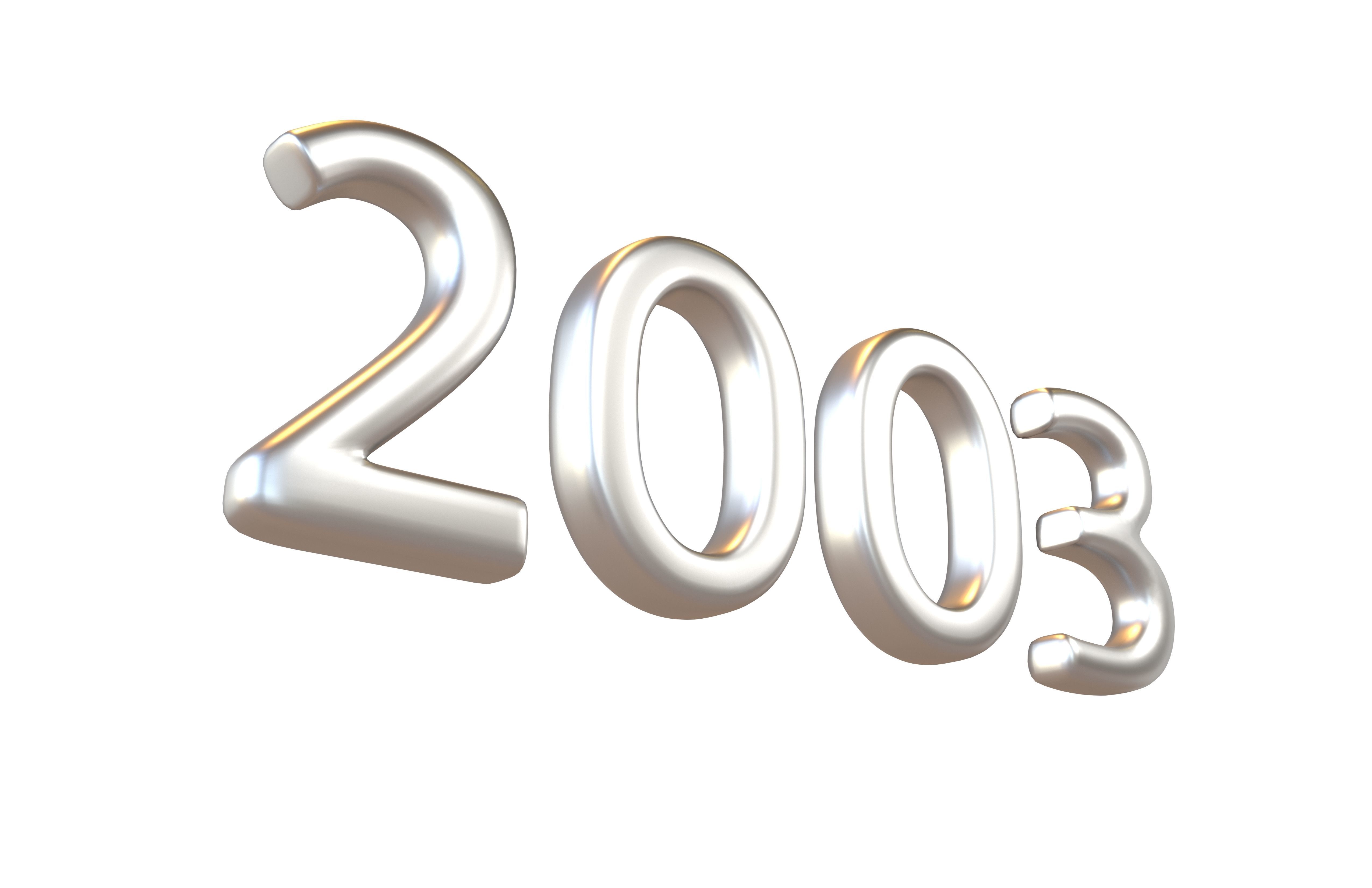 Year Number 2003 v1 003 Low-poly 3D model_3