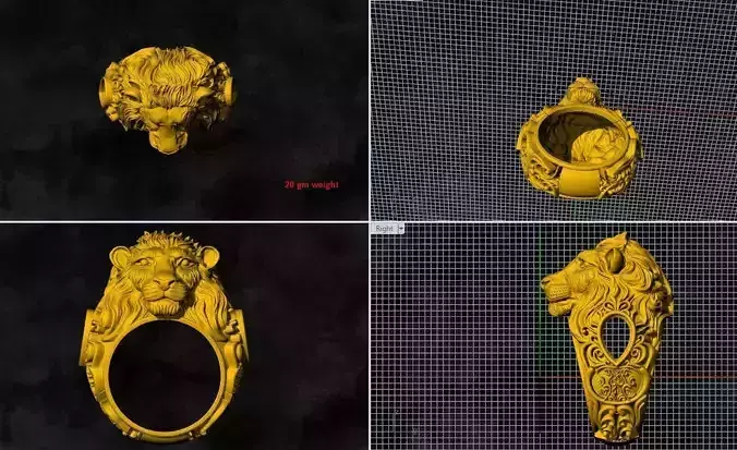 latest lion stone ring gold silver