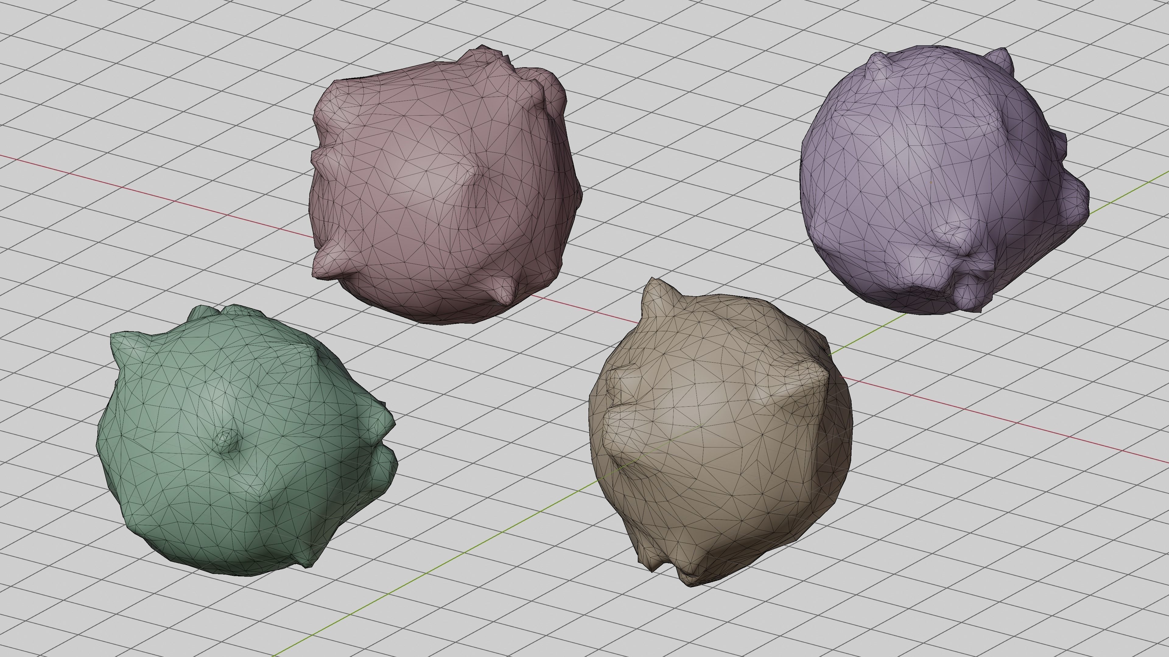 Asteroids with minerals and ores Low-poly 3D model_8