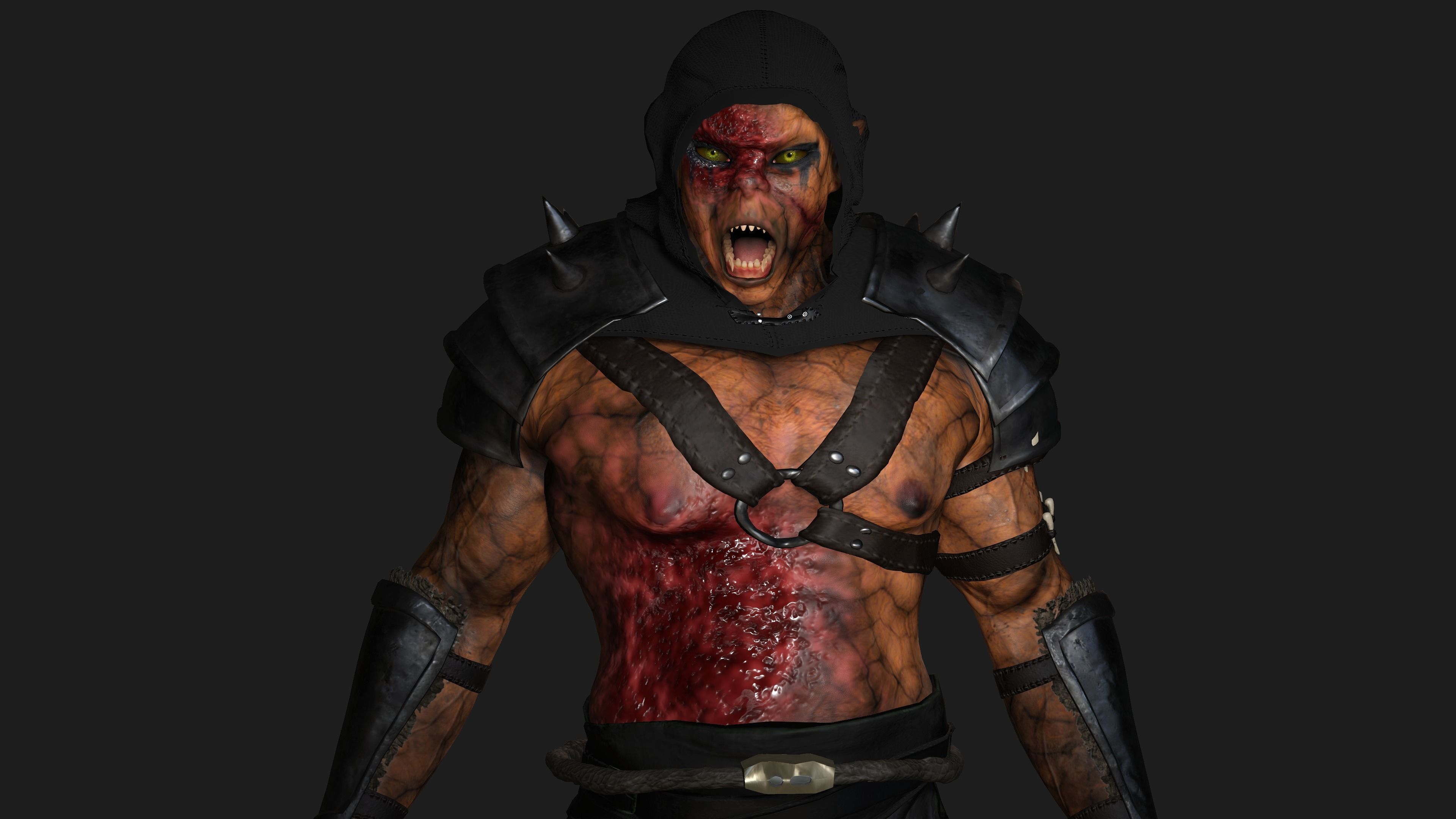 AAA 3D REALISTIC CHARACTER MONSTER - THE WOUNDED MONSTER 02 Low-poly 3D model_7