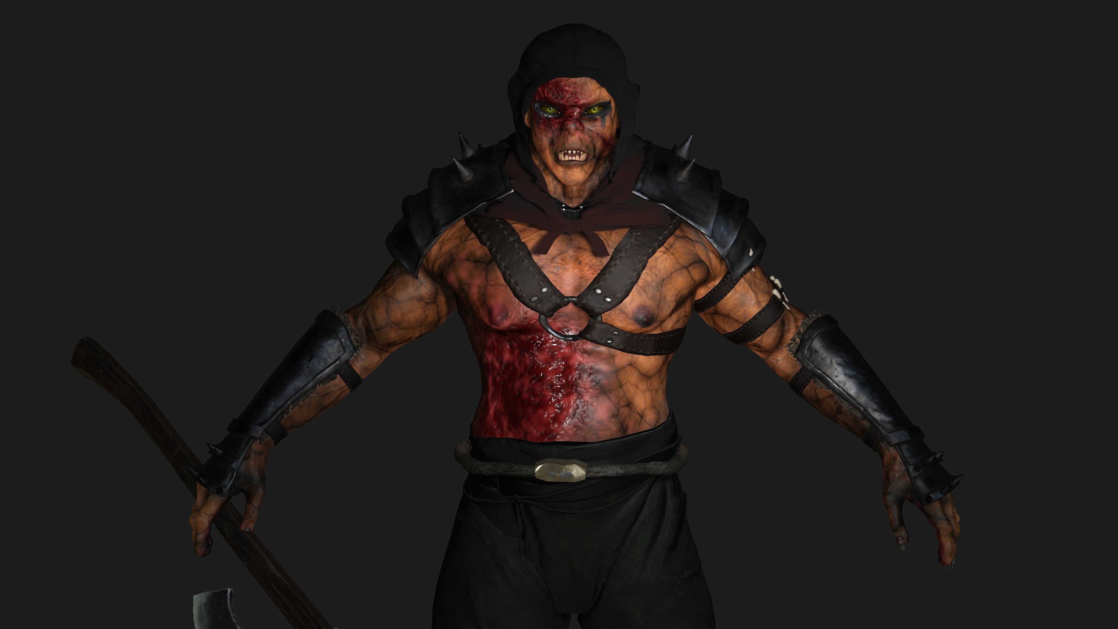 AAA 3D REALISTIC CHARACTER MONSTER - THE WOUNDED MONSTER 02 Low-poly 3D model_4