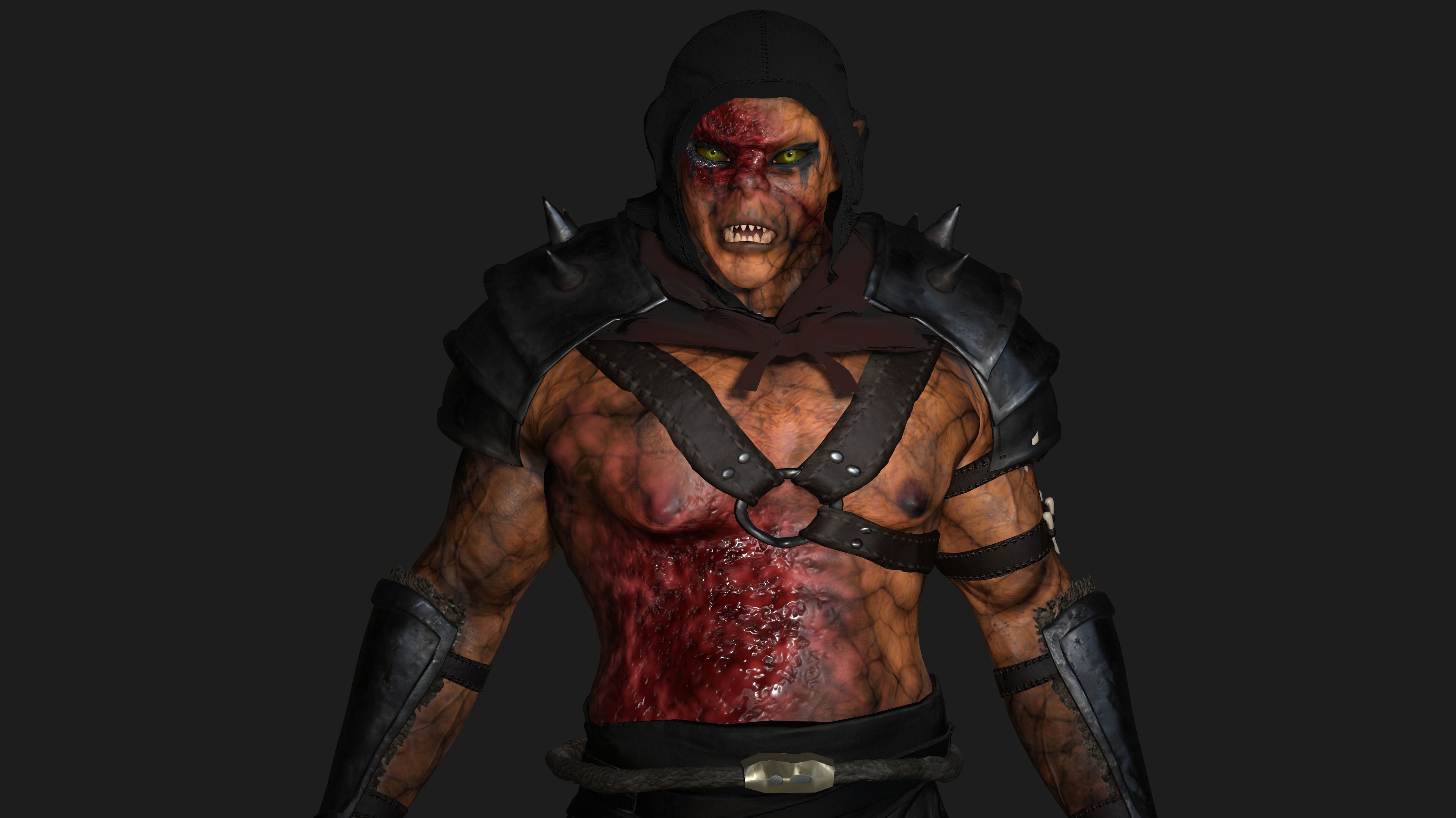 AAA 3D REALISTIC CHARACTER MONSTER - THE WOUNDED MONSTER 02 Low-poly 3D model_6