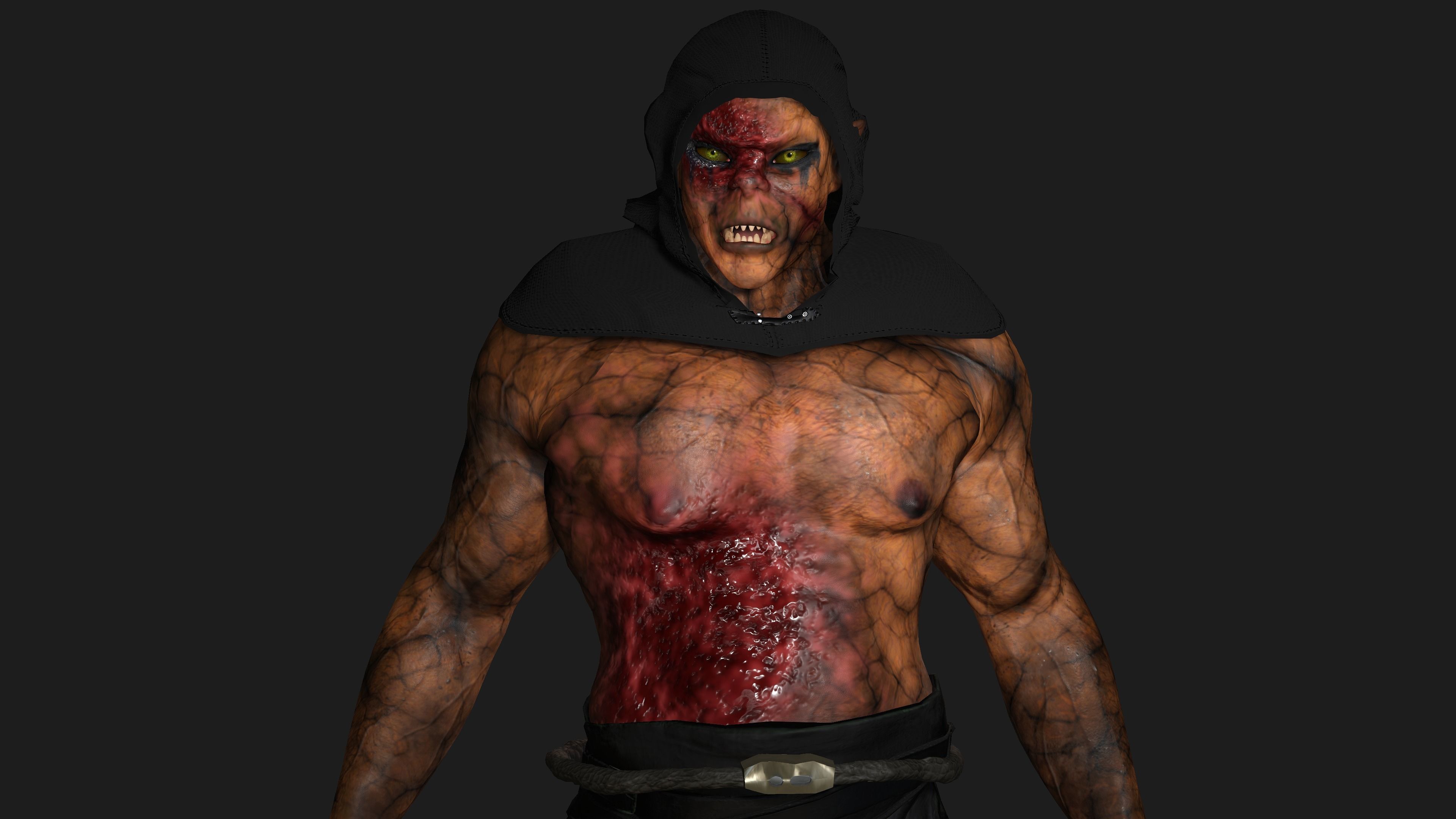AAA 3D REALISTIC CHARACTER MONSTER - THE WOUNDED MONSTER 02 Low-poly 3D model_11