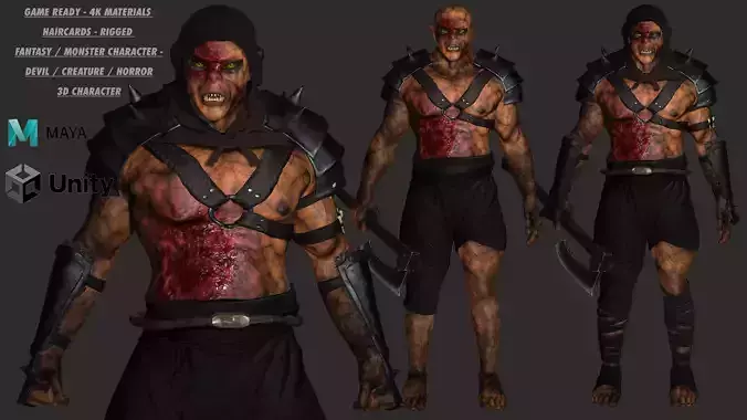 AAA 3D REALISTIC CHARACTER MONSTER - THE WOUNDED MONSTER 02 Low-poly 3D model
