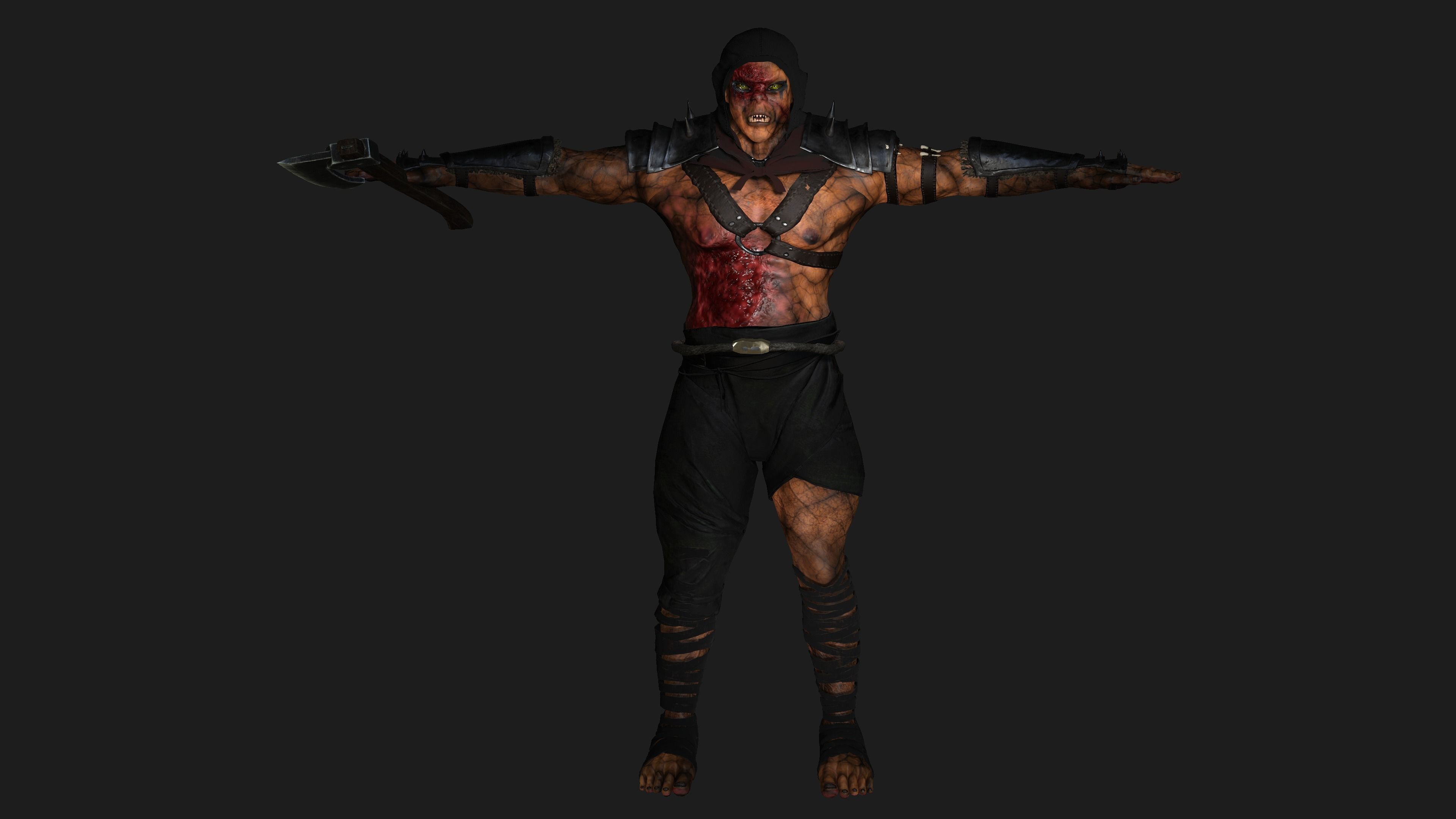 AAA 3D REALISTIC CHARACTER MONSTER - THE WOUNDED MONSTER 02 Low-poly 3D model_14