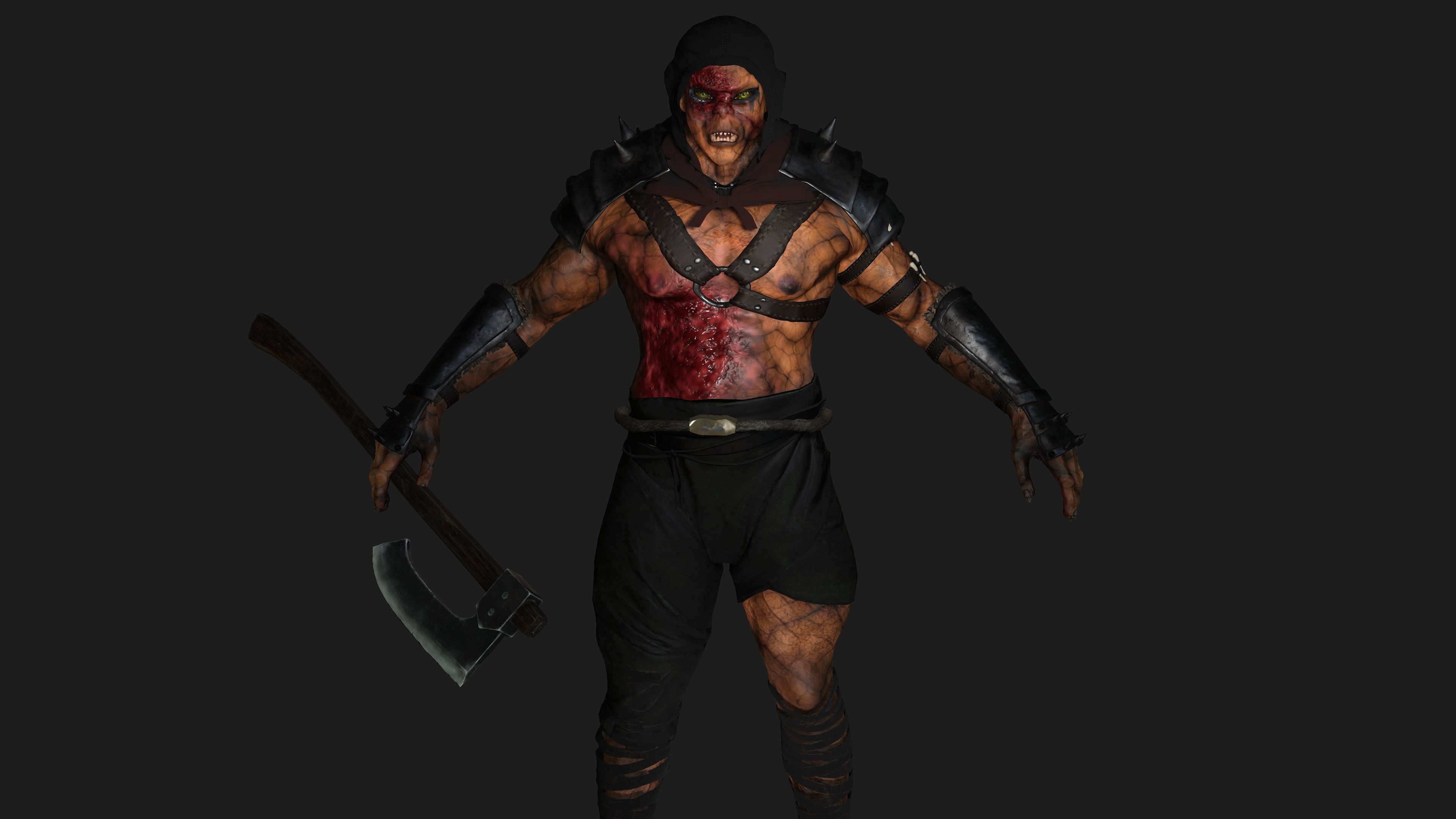AAA 3D REALISTIC CHARACTER MONSTER - THE WOUNDED MONSTER 02 Low-poly 3D model_2