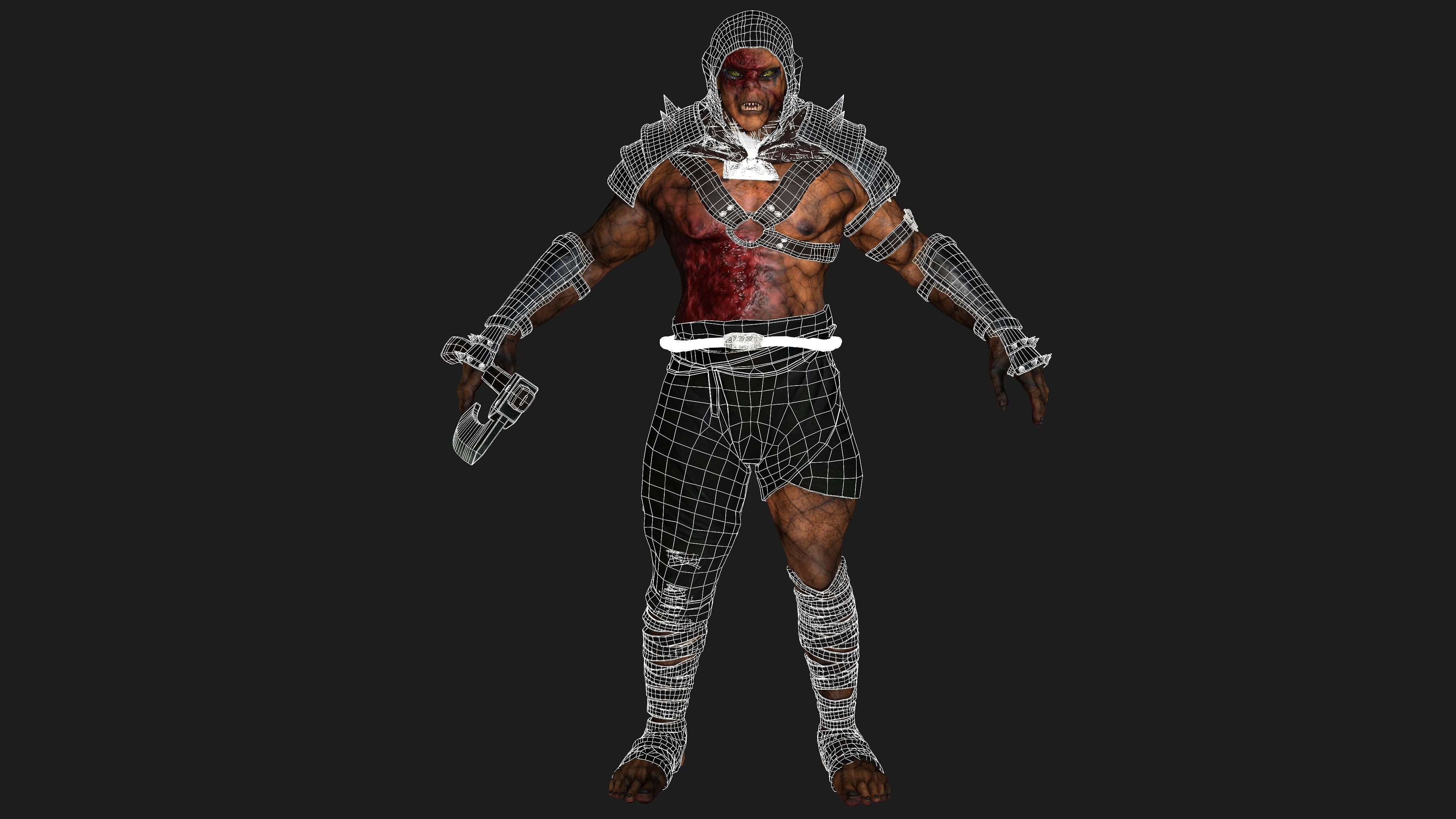 AAA 3D REALISTIC CHARACTER MONSTER - THE WOUNDED MONSTER 02 Low-poly 3D model_16
