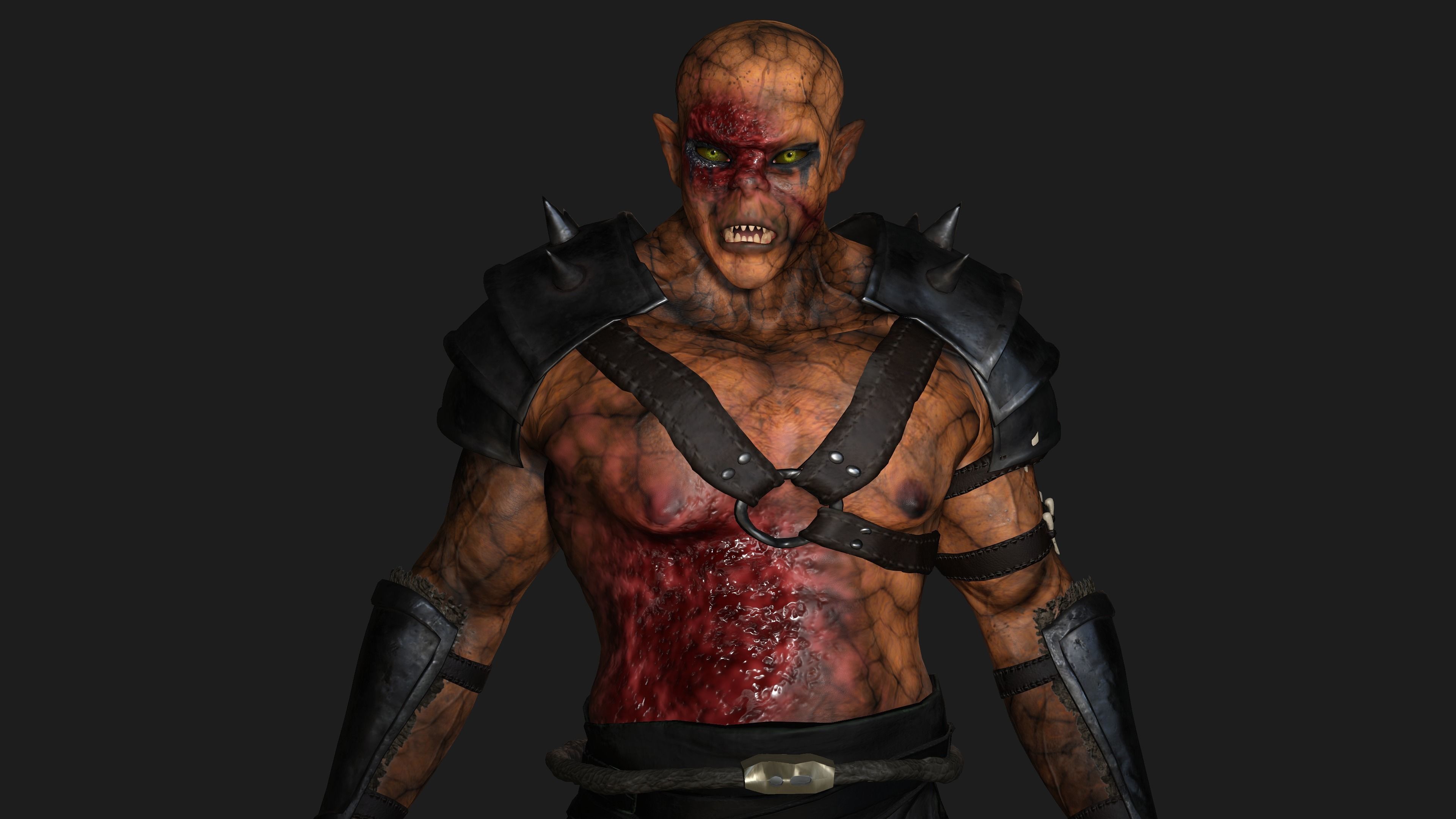 AAA 3D REALISTIC CHARACTER MONSTER - THE WOUNDED MONSTER 02 Low-poly 3D model_9
