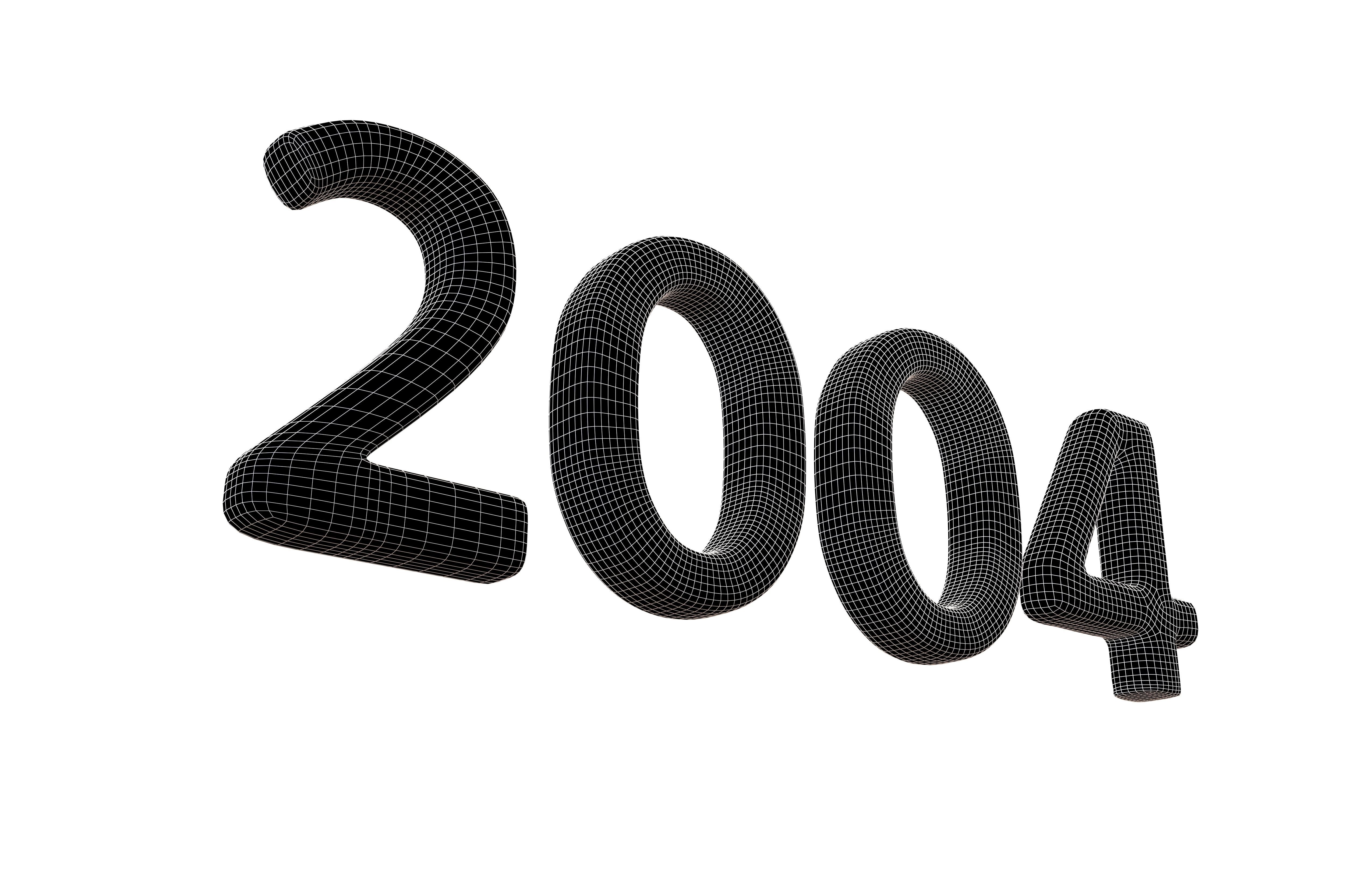 Year Number 2004 v1 001 Low-poly 3D model_6