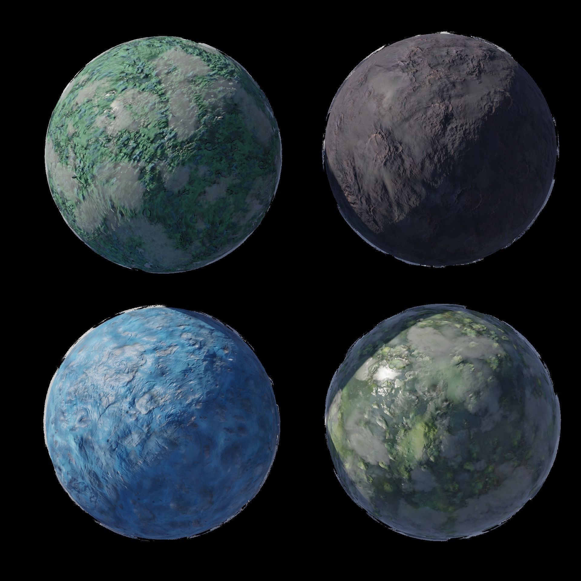 Unknown space planets Low-poly 3D model_9