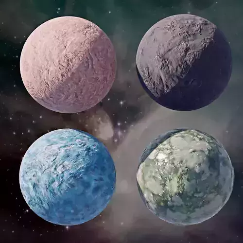 Unknown space planets Low-poly 3D model