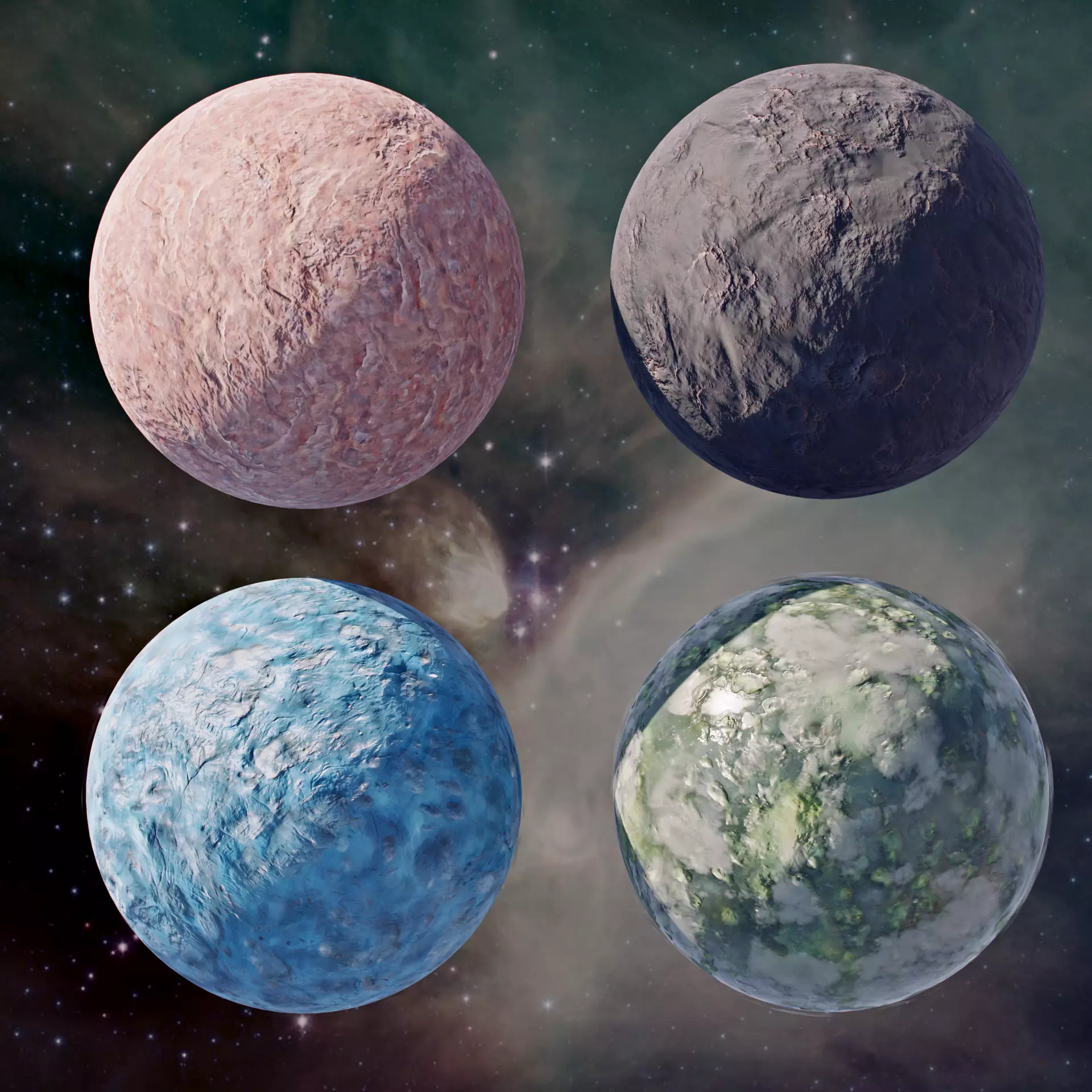 Unknown space planets Low-poly 3D model_0