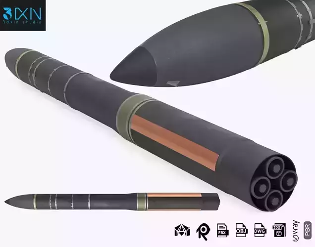 Topol-M SS-27 Mod 1 ICBM Ballistic Missile 3D model