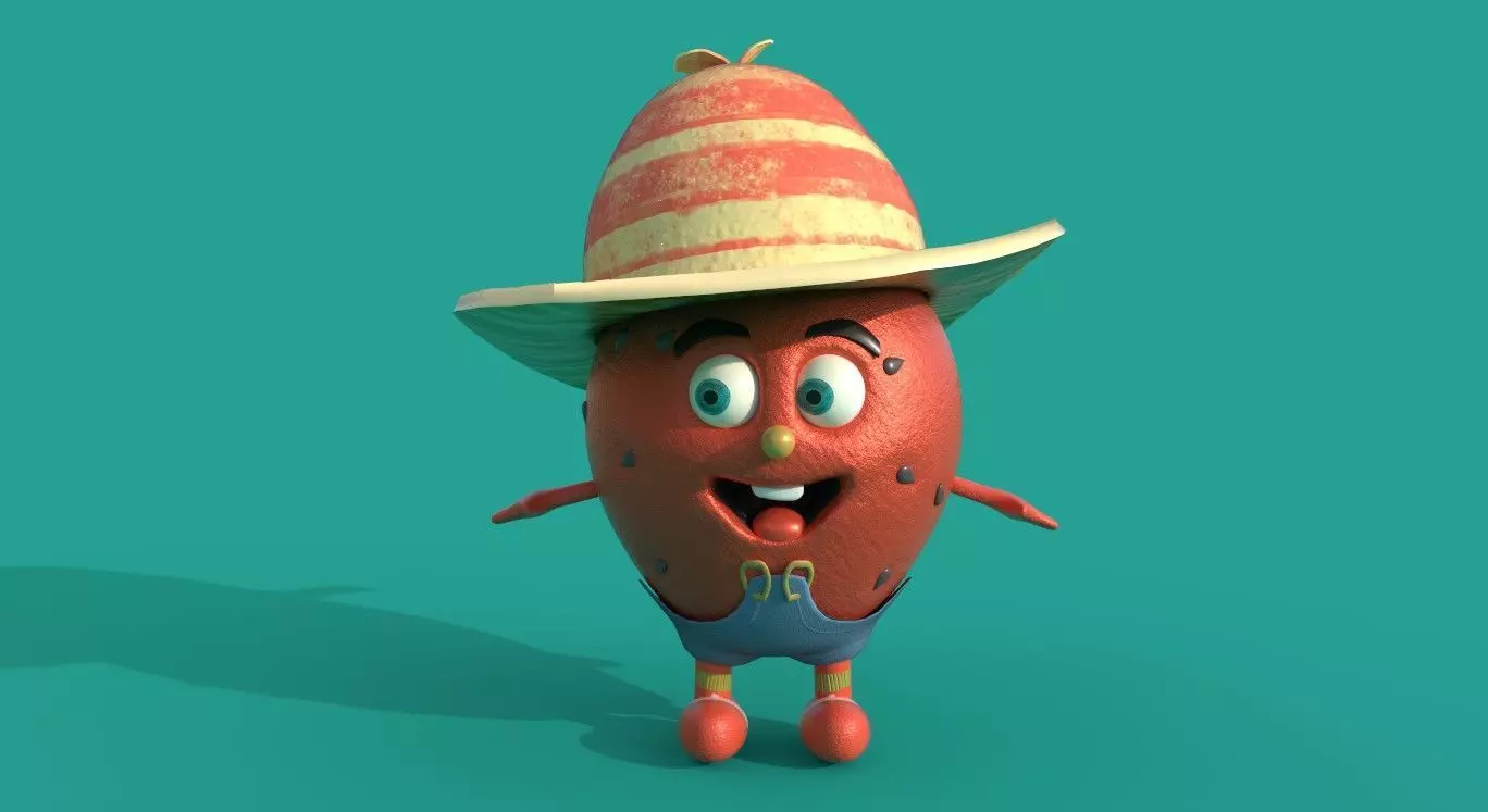Water Melon Man Concept Character 3D model_0
