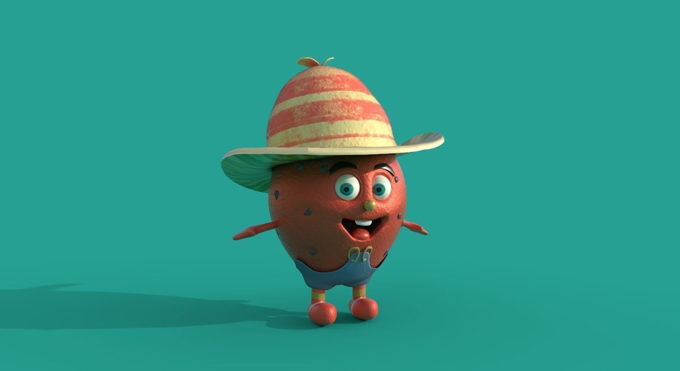 Water Melon Man Concept Character 3D model_1
