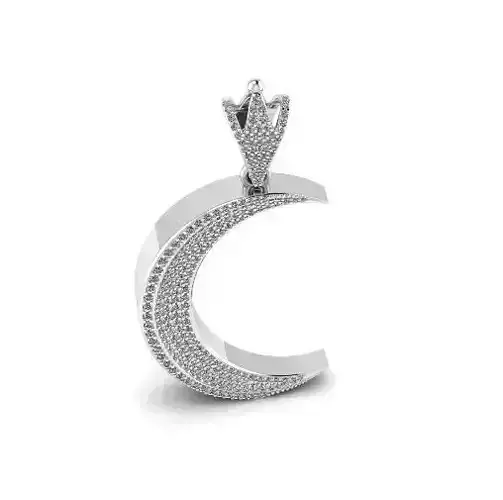 Crescent moon pendant with stones Model 4362