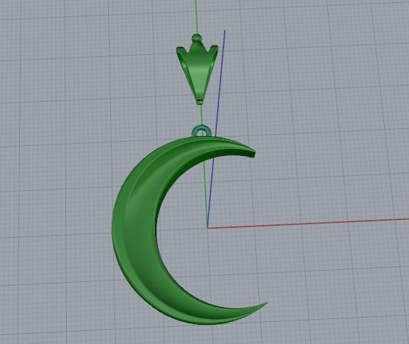 Crescent moon pendant without stones Model 4361 3D print model_3