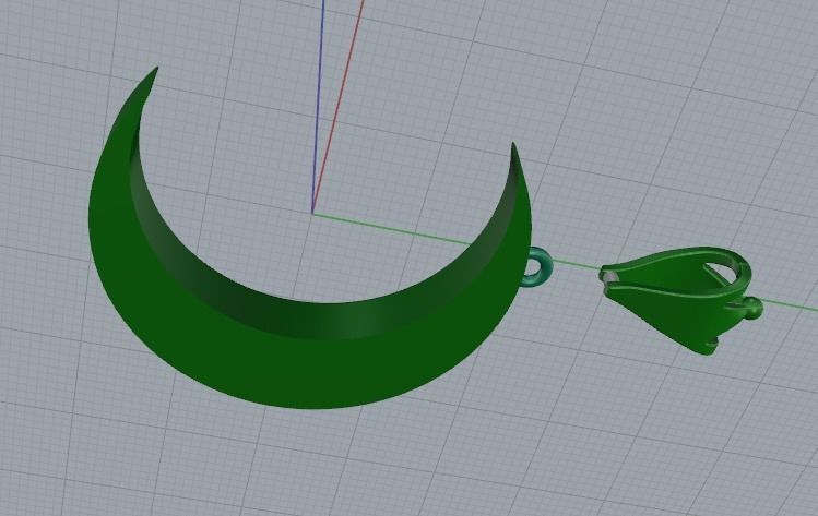 Crescent moon pendant without stones Model 4361 3D print model_5