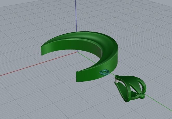 Crescent moon pendant without stones Model 4361 3D print model_6