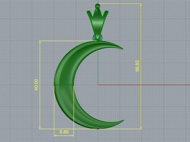 Crescent moon pendant without stones Model 4361 3D print model_7