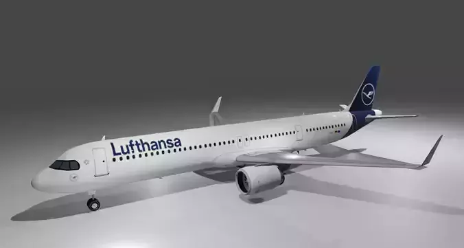 Lufthansa Airbus a321neo 3d model  Low-poly 3D model