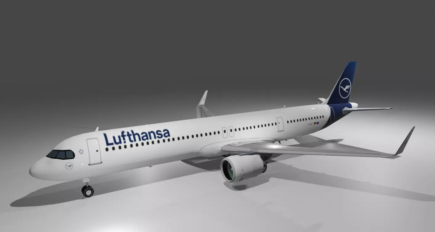 Lufthansa Airbus a321neo 3d model Low-poly 3D model_0
