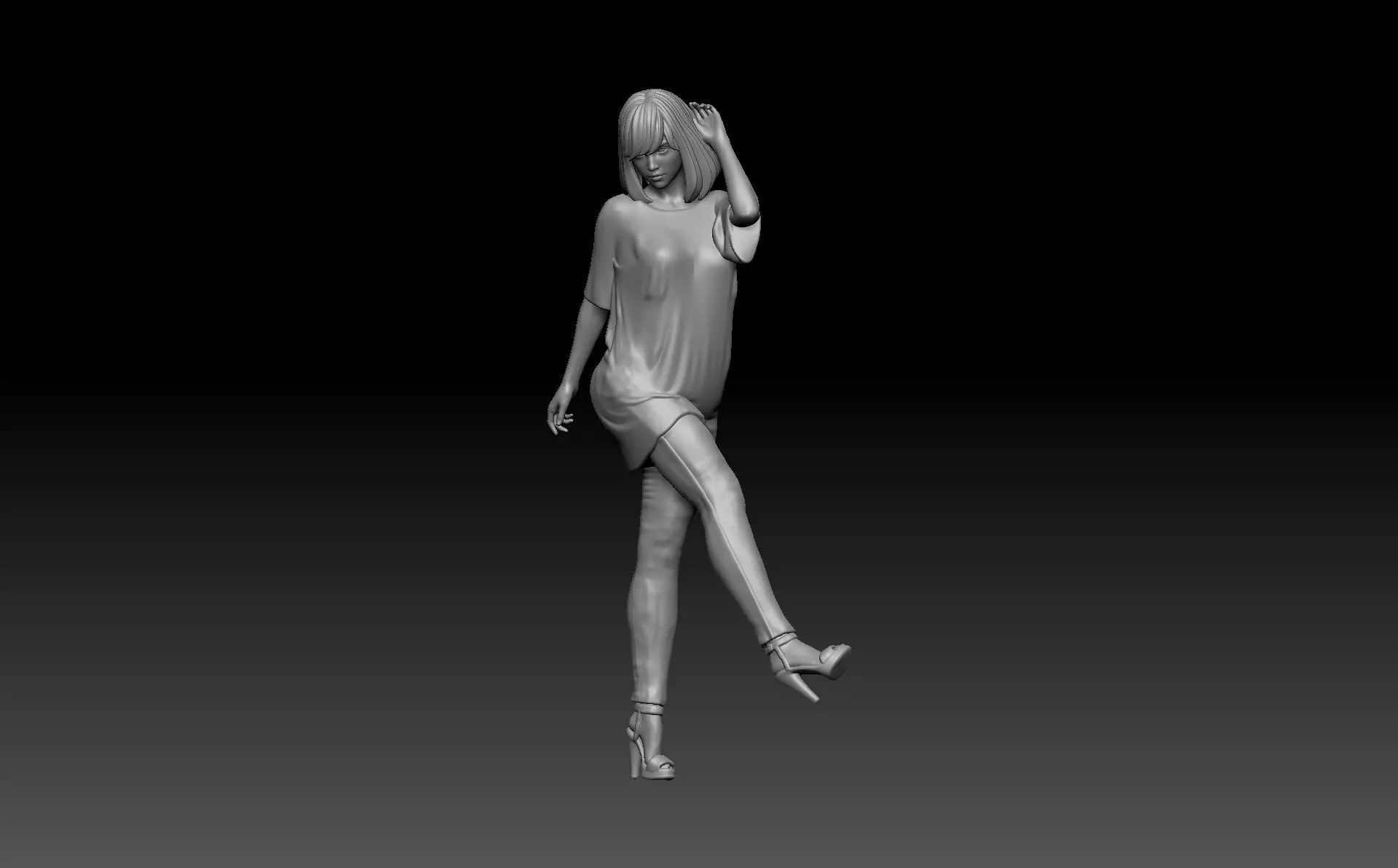 girl style oversize shirt 3D print model_0