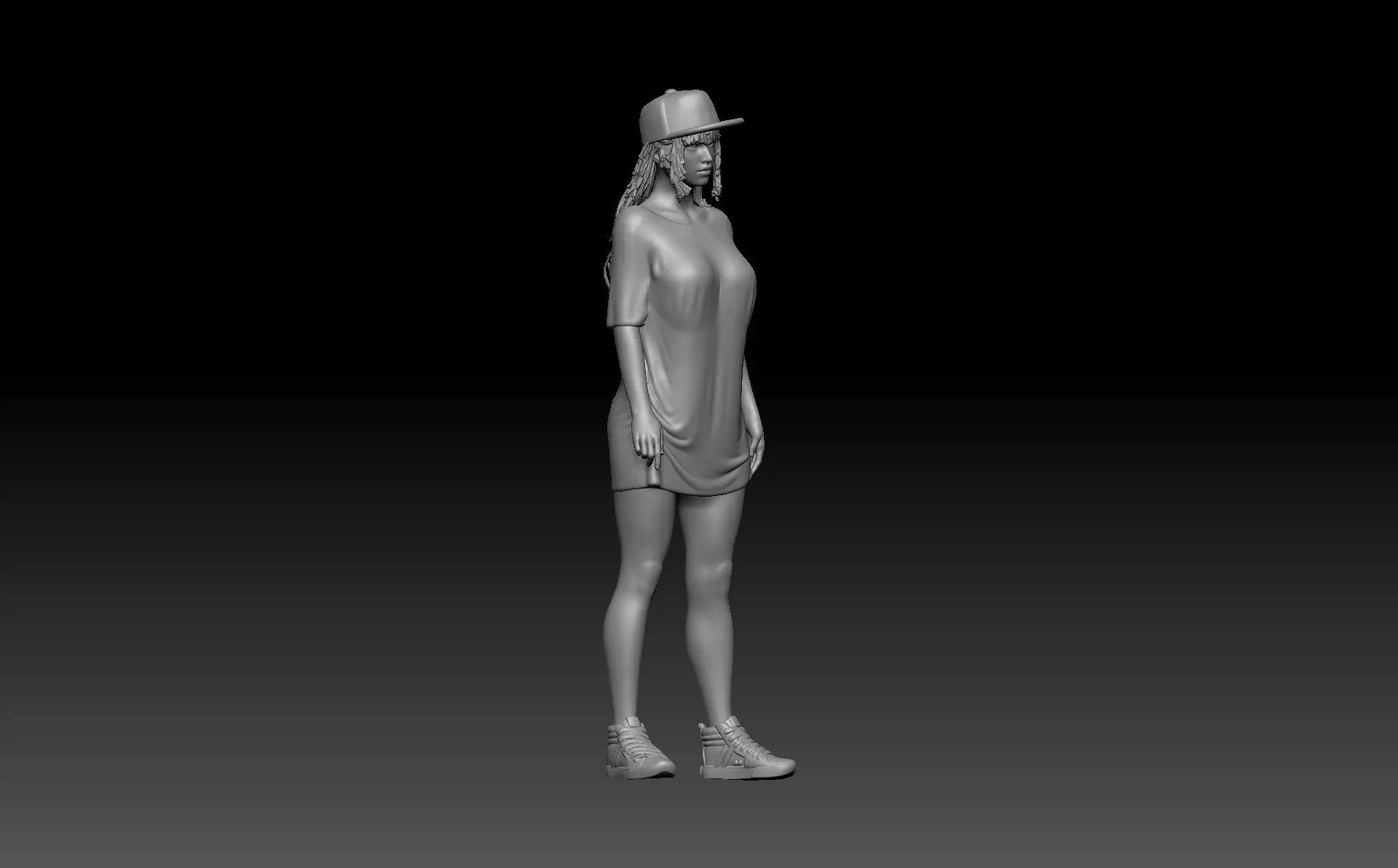 girl style oversize cap 1 3D print model_0