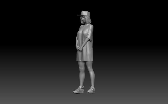 girls style oversize cap 2 3D print model