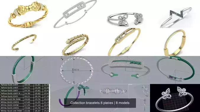 Collection bracelets 8 pieces