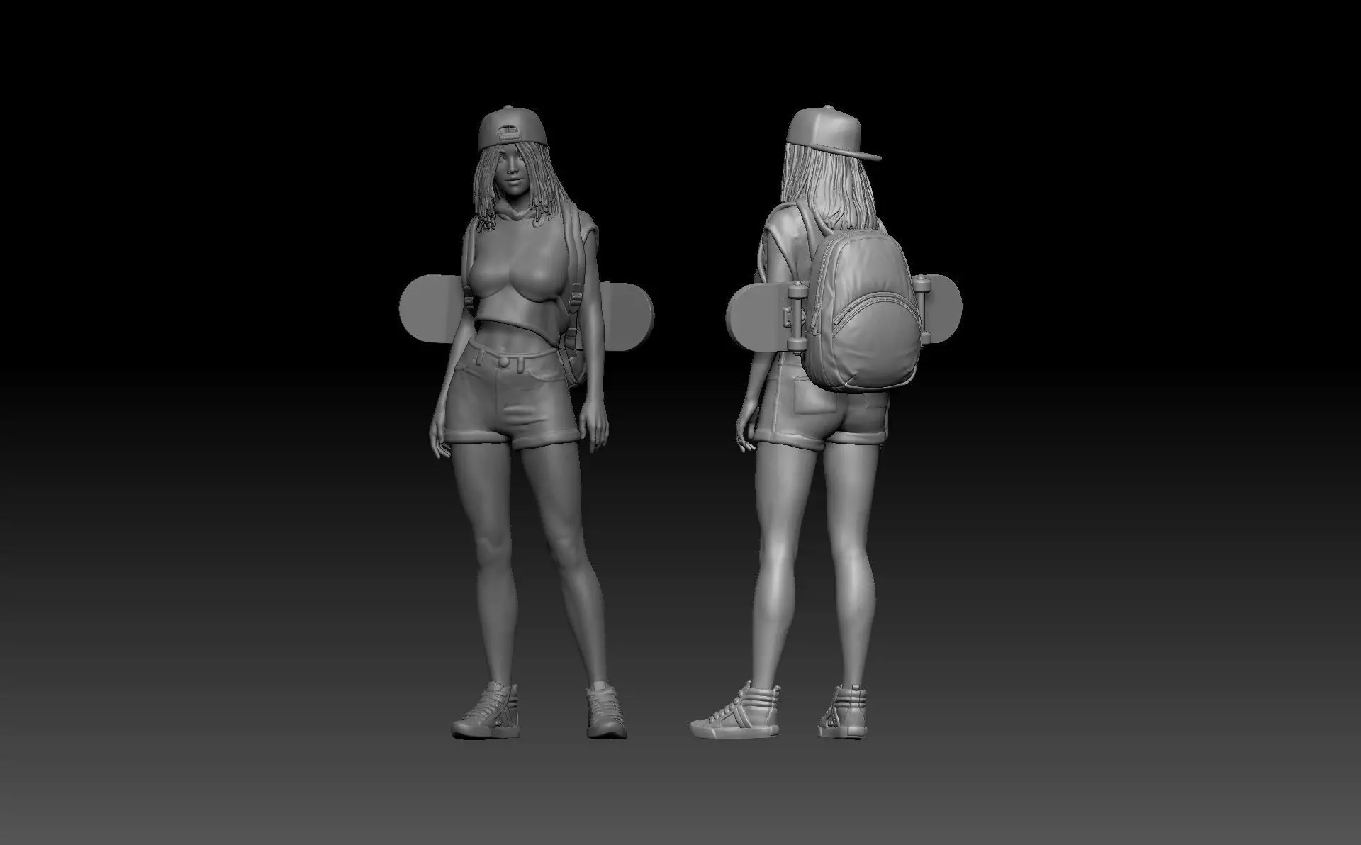 girl style skater  3D print model_0