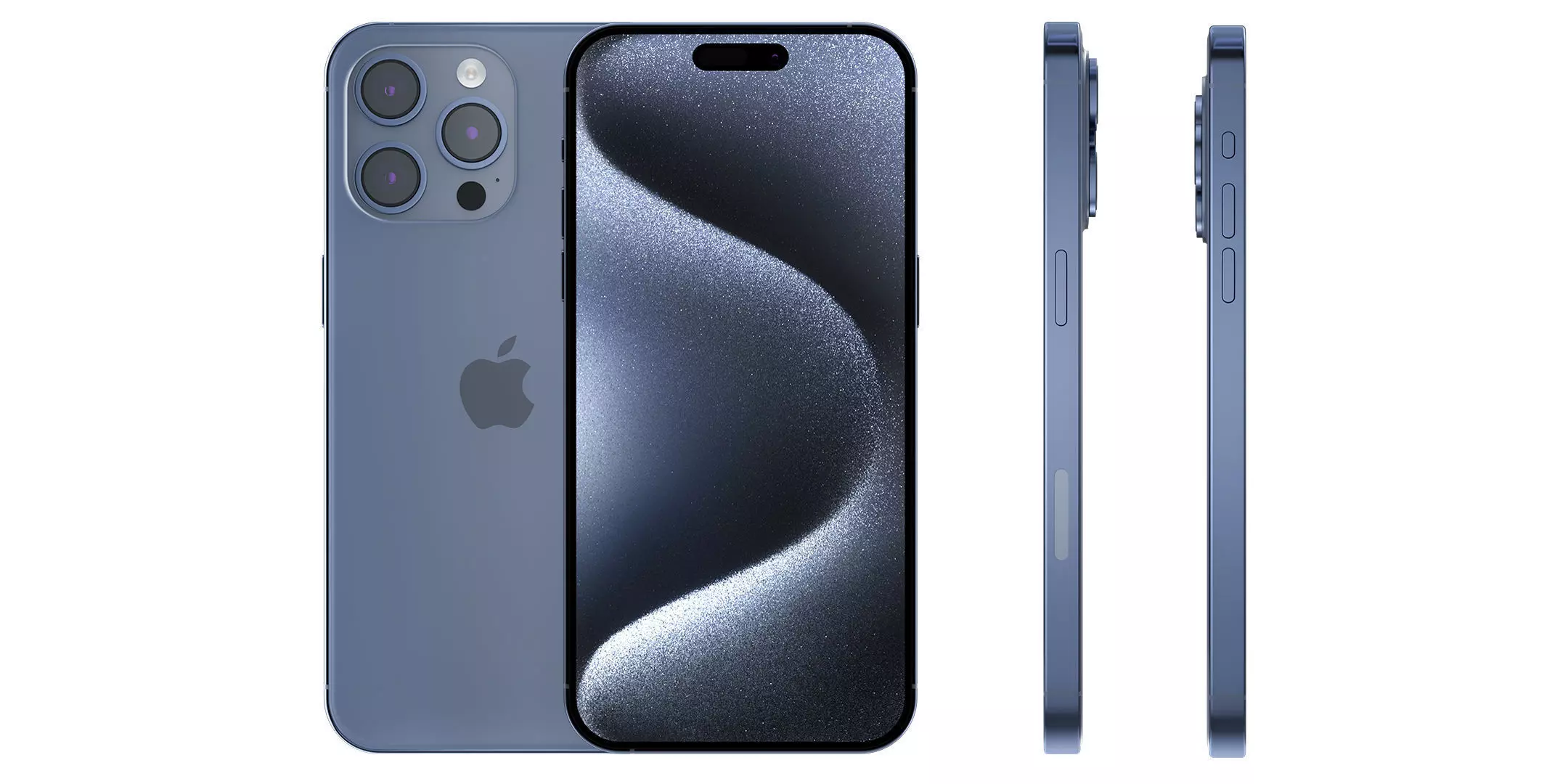 Apple iPhone 15 Pro Max Blue Titanium Low-poly 3D model