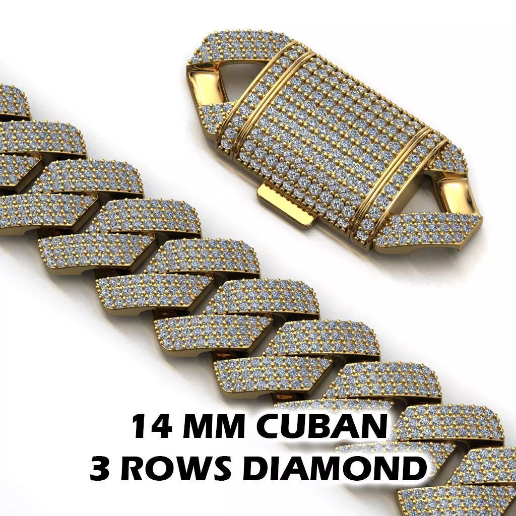 14 MM NEW CUBAN LINK FOR BRACELET OR NECKLACE 3D print model_0