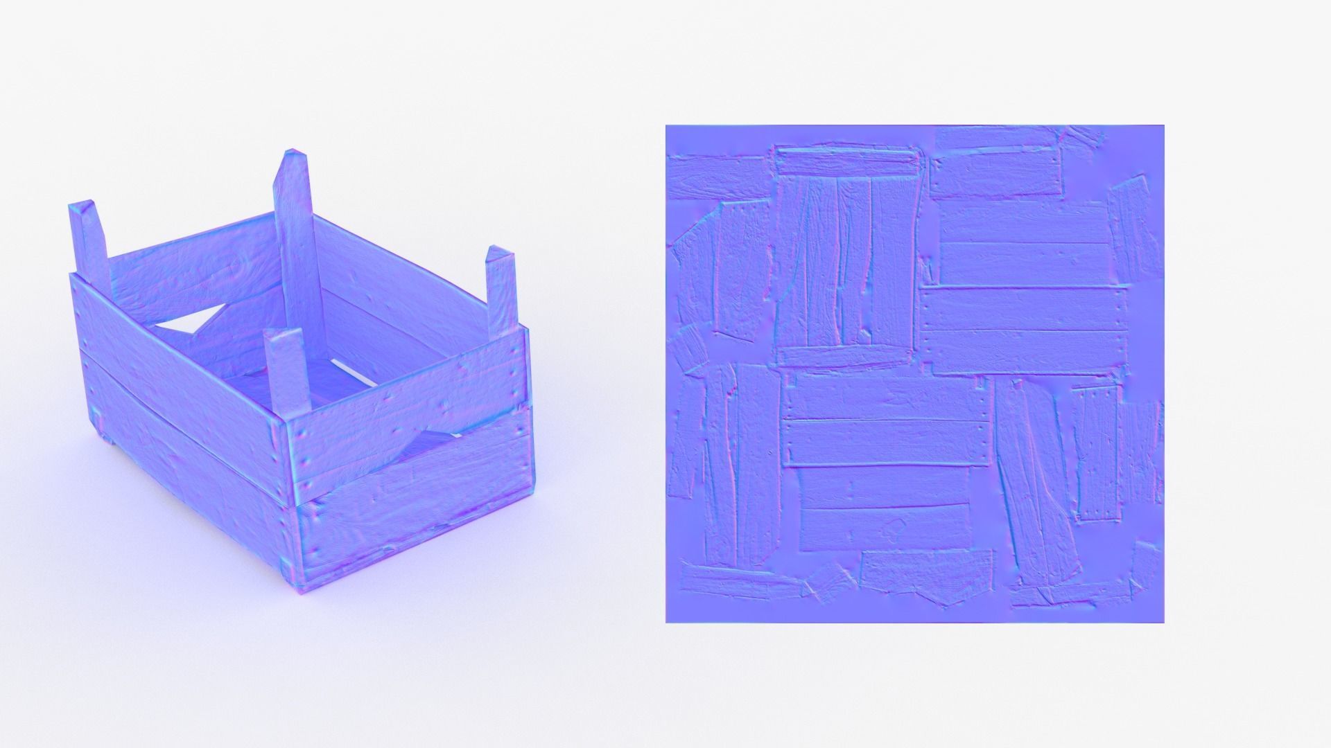 Wooden Crate Fruit Long Scan Low-poly 3D model_6